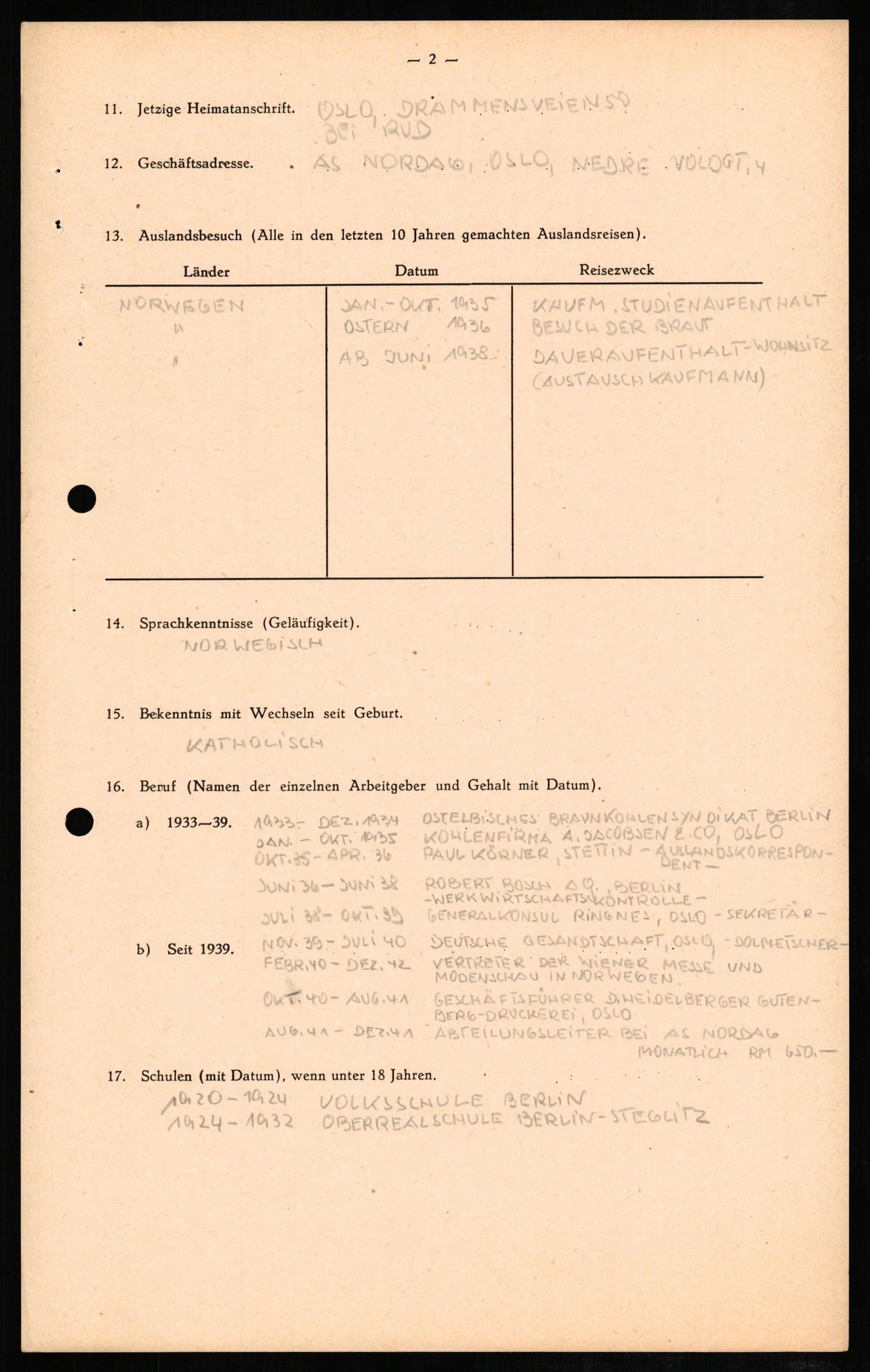 Forsvaret, Forsvarets overkommando II, AV/RA-RAFA-3915/D/Db/L0009: CI Questionaires. Tyske okkupasjonsstyrker i Norge. Tyskere., 1945-1946, p. 485