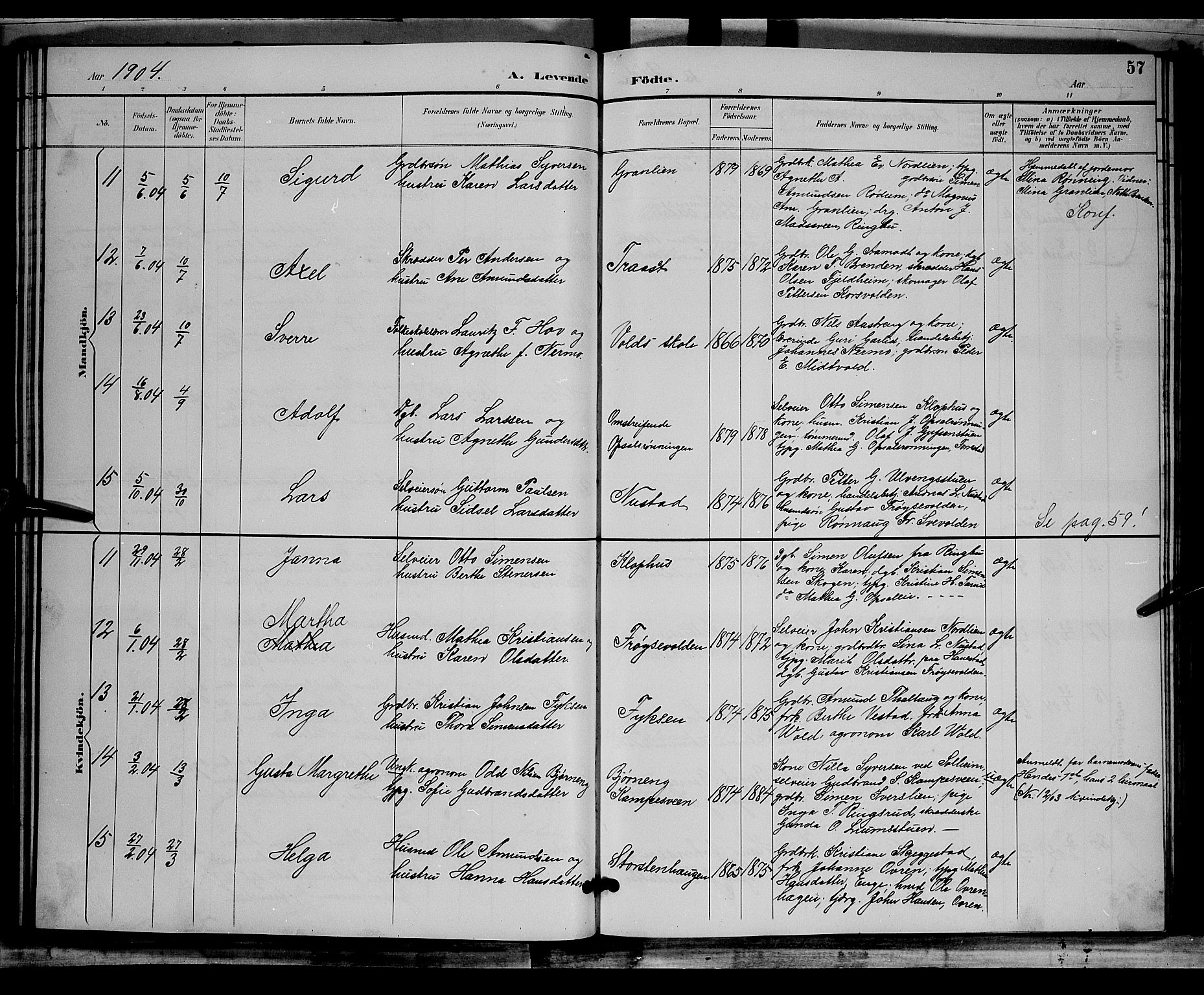 Østre Gausdal prestekontor, AV/SAH-PREST-092/H/Ha/Hab/L0002: Parish register (copy) no. 2, 1894-1904, p. 57