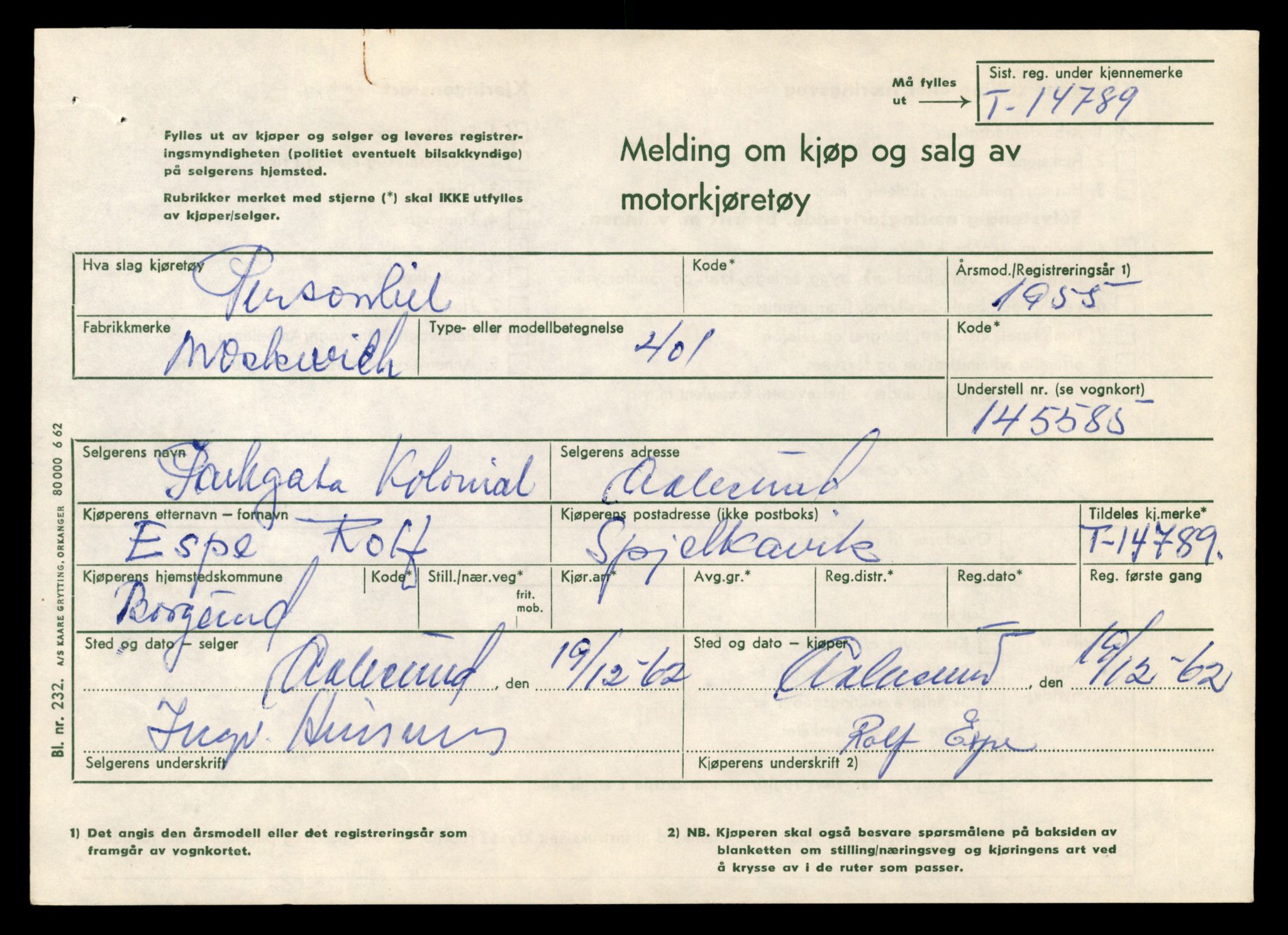 Møre og Romsdal vegkontor - Ålesund trafikkstasjon, AV/SAT-A-4099/F/Fe/L0048: Registreringskort for kjøretøy T 14721 - T 14863, 1927-1998, p. 1441