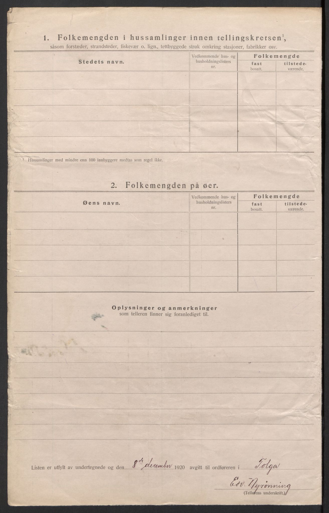 SAH, 1920 census for Tolga, 1920, p. 62