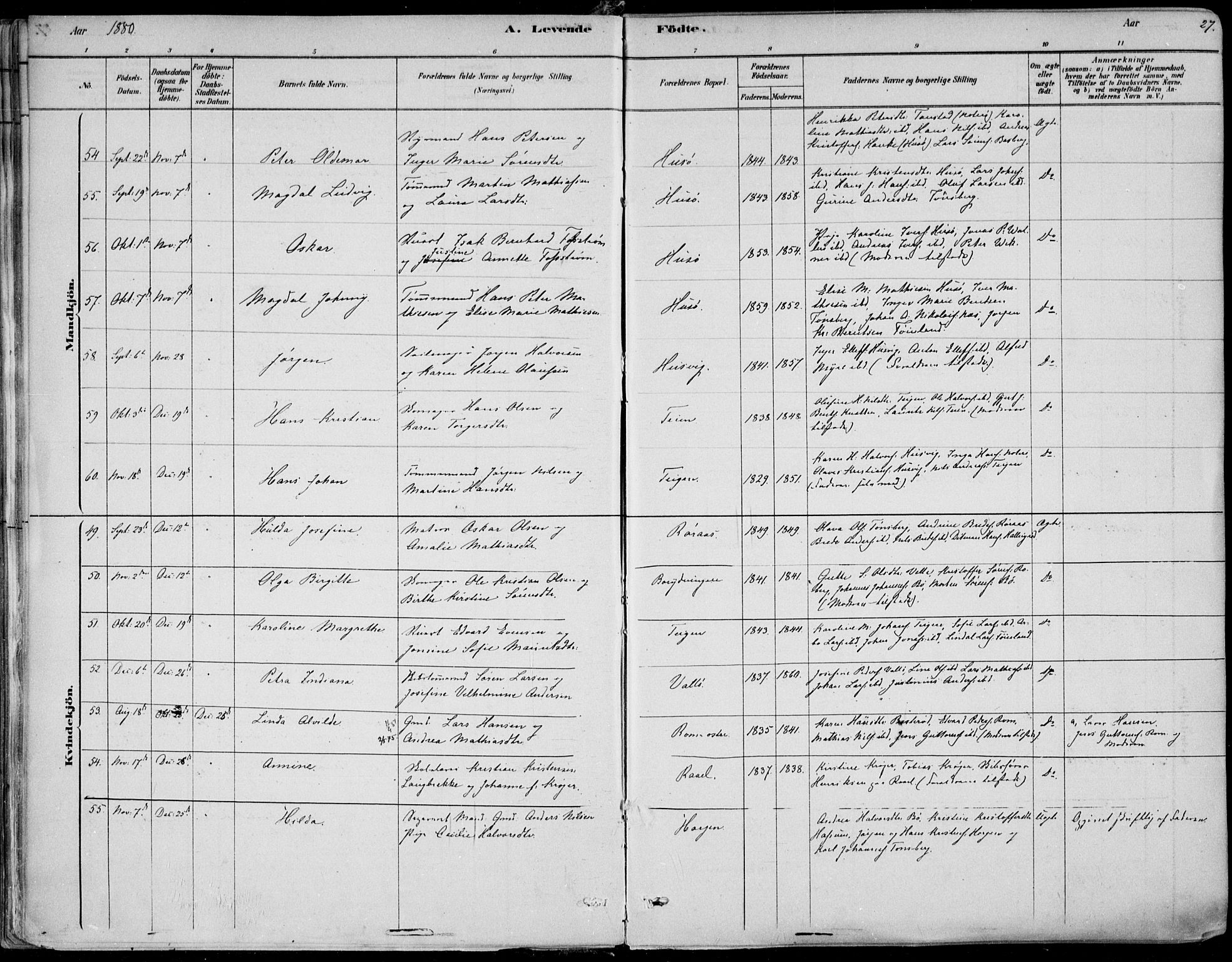 Sem kirkebøker, AV/SAKO-A-5/F/Fb/L0004: Parish register (official) no. II 4, 1878-1891, p. 27