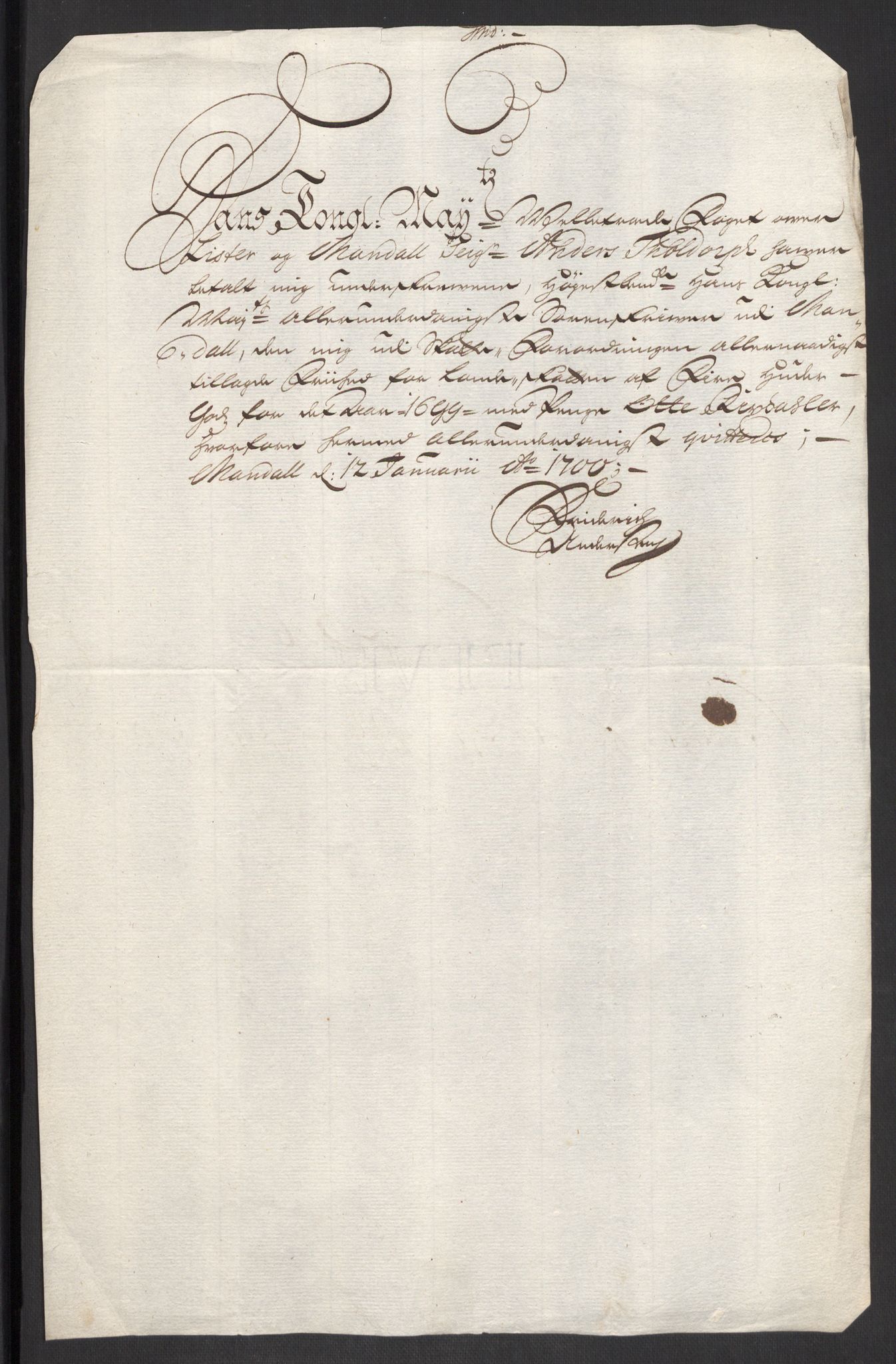 Rentekammeret inntil 1814, Reviderte regnskaper, Fogderegnskap, RA/EA-4092/R43/L2547: Fogderegnskap Lista og Mandal, 1698-1699, p. 288