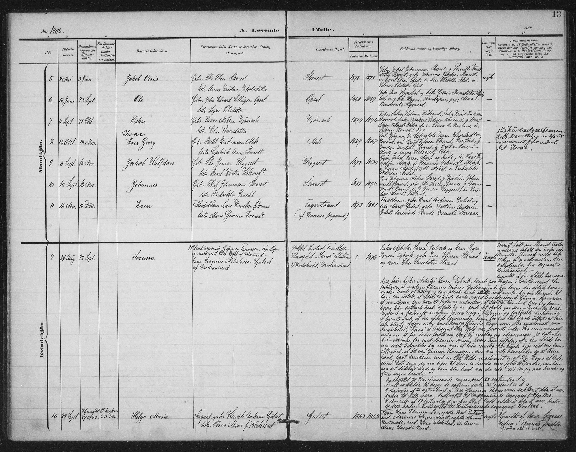 Ministerialprotokoller, klokkerbøker og fødselsregistre - Møre og Romsdal, AV/SAT-A-1454/568/L0810: Parish register (official) no. 568A14, 1901-1915, p. 13