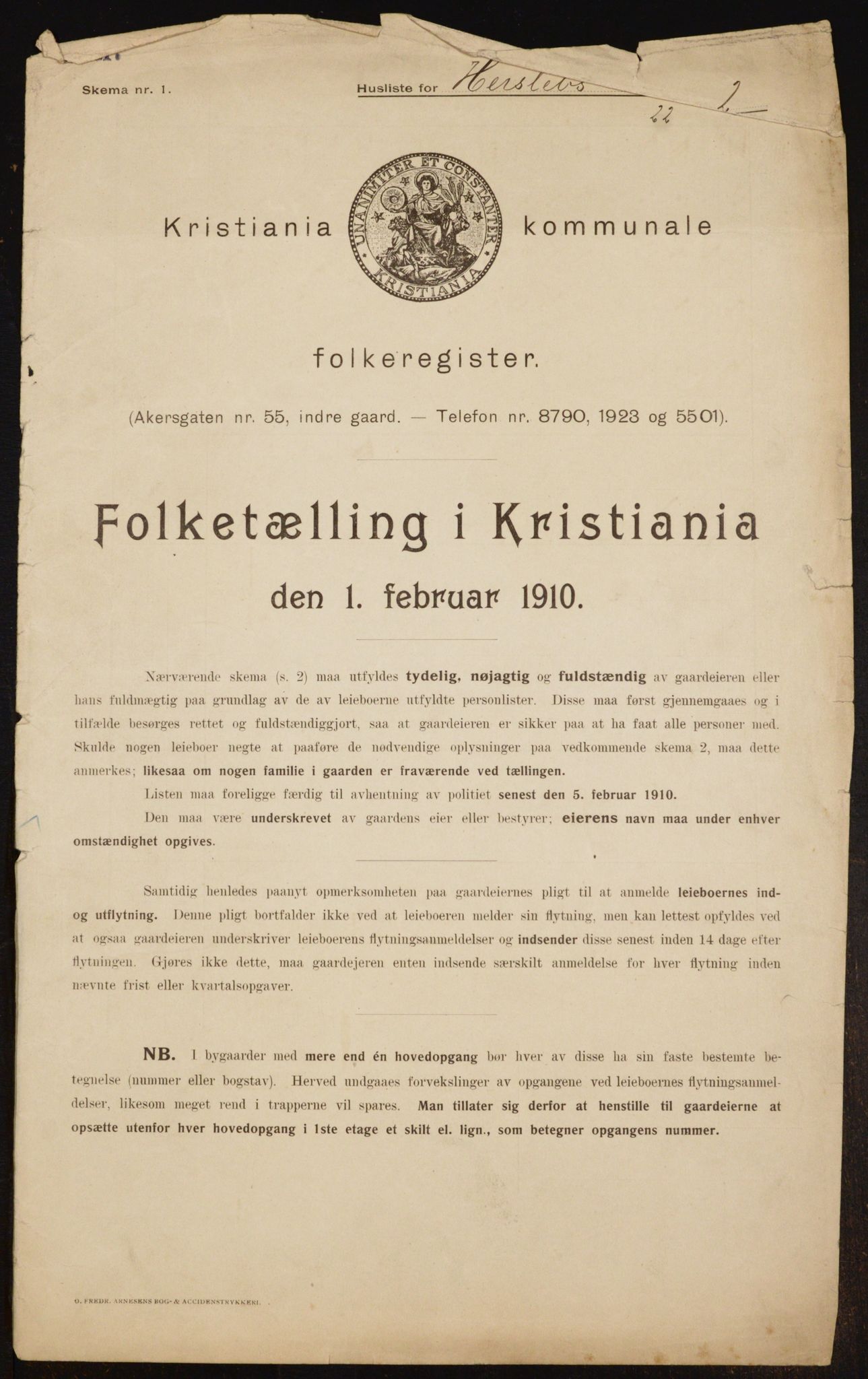 OBA, Municipal Census 1910 for Kristiania, 1910, p. 37857