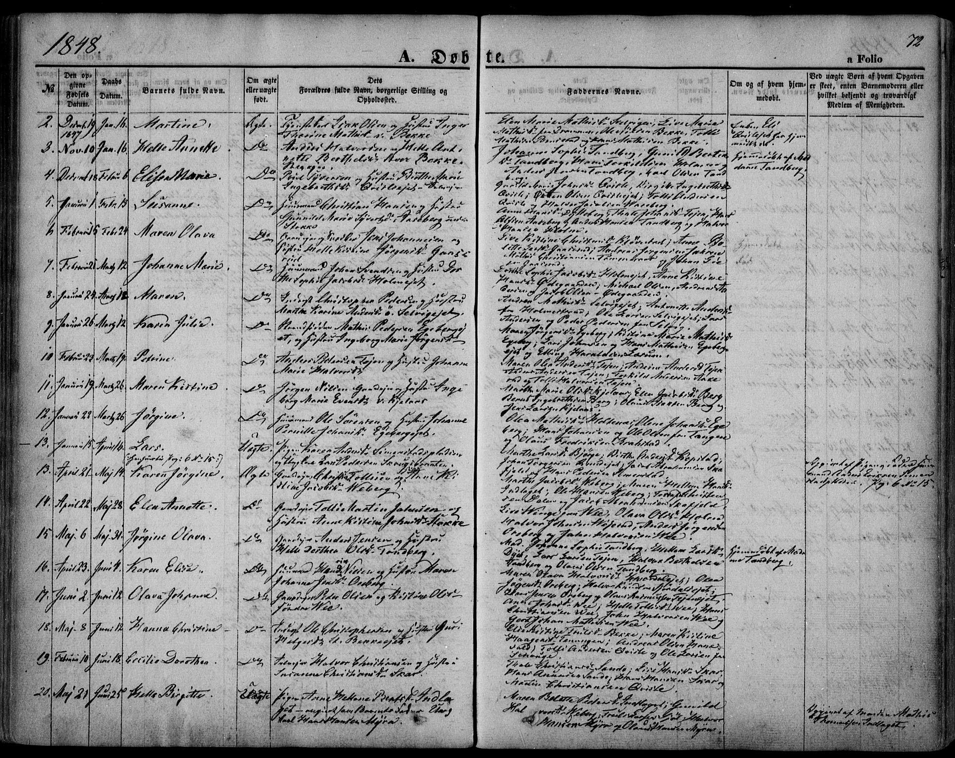 Sande Kirkebøker, AV/SAKO-A-53/F/Fa/L0004: Parish register (official) no. 4, 1847-1864, p. 72