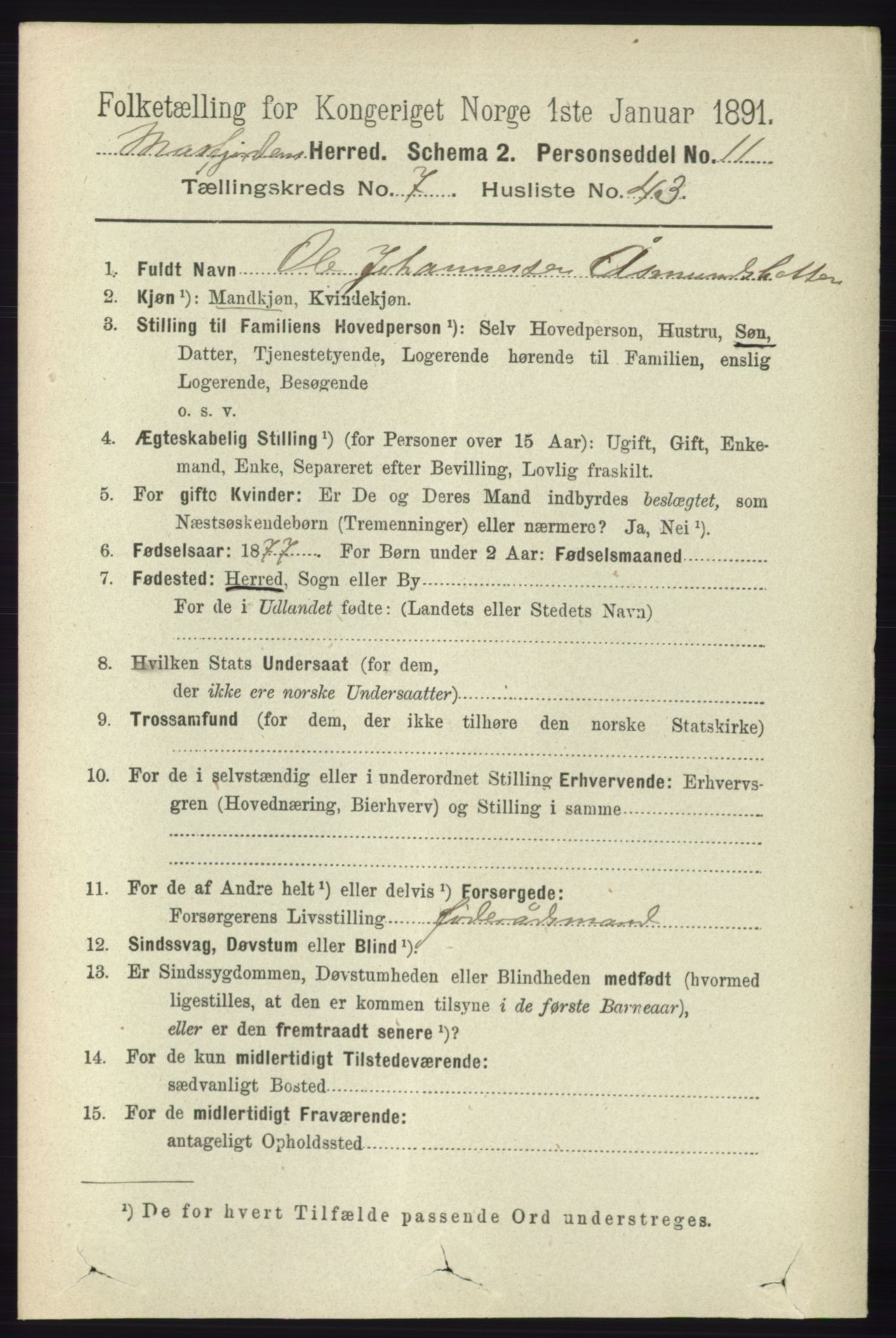 RA, 1891 census for 1266 Masfjorden, 1891, p. 1503