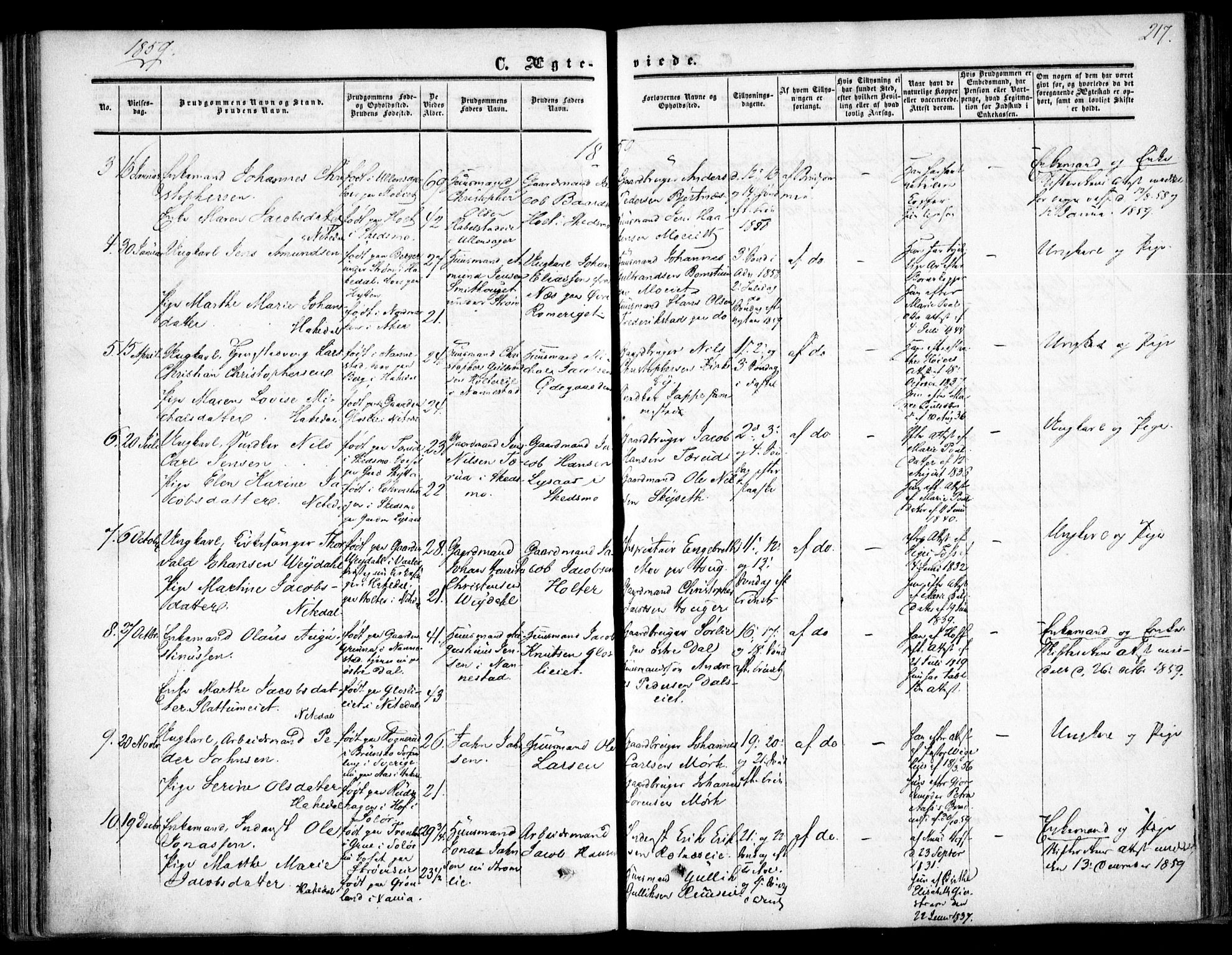 Nittedal prestekontor Kirkebøker, SAO/A-10365a/F/Fa/L0005: Parish register (official) no. I 5, 1850-1862, p. 217