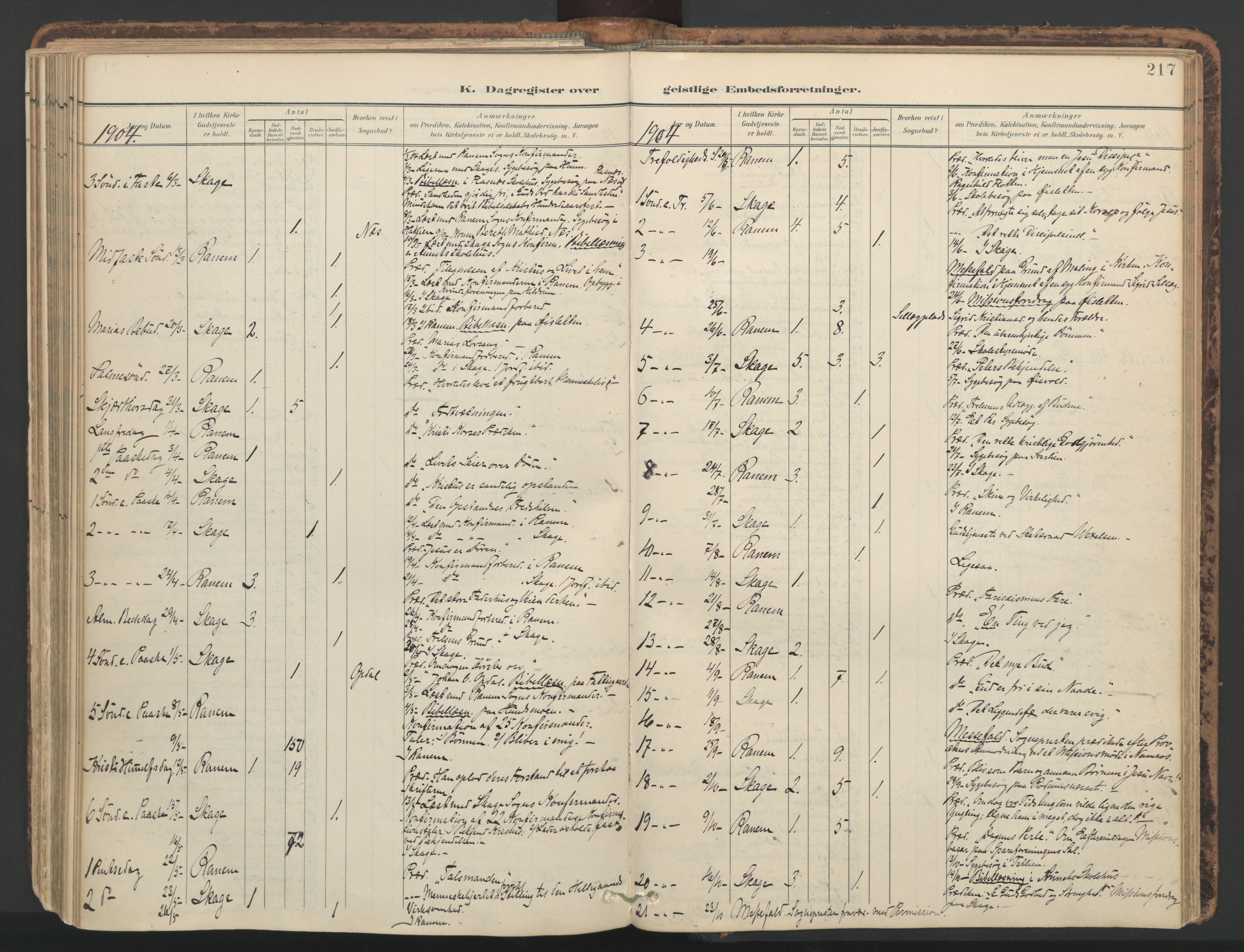 Ministerialprotokoller, klokkerbøker og fødselsregistre - Nord-Trøndelag, AV/SAT-A-1458/764/L0556: Parish register (official) no. 764A11, 1897-1924, p. 217