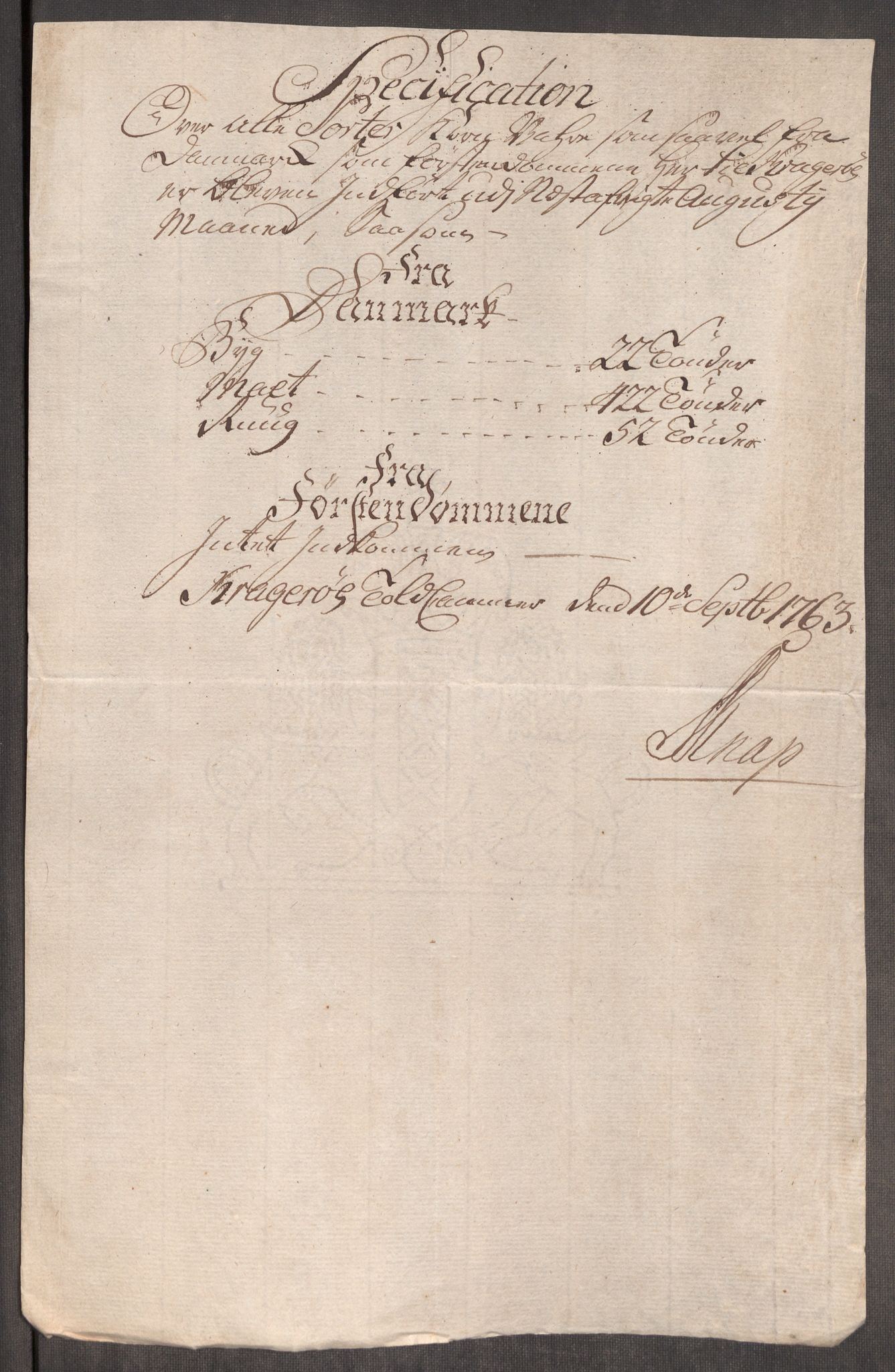 Rentekammeret inntil 1814, Realistisk ordnet avdeling, AV/RA-EA-4070/Oe/L0007: [Ø1]: Priskuranter, 1761-1763, p. 710