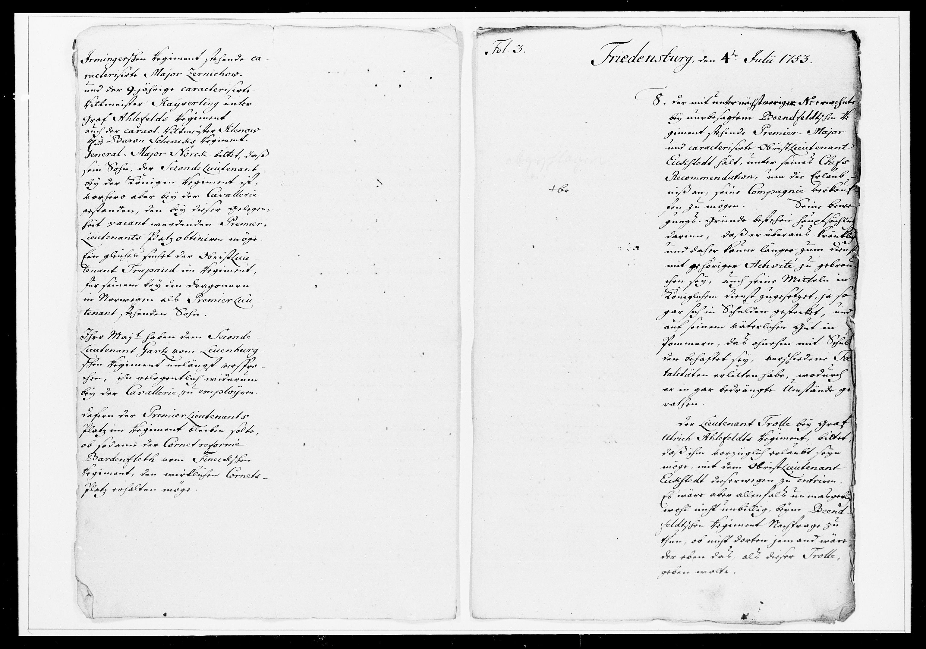 Krigskollegiet, Krigskancelliet, DRA/A-0006/-/1241-1247: Refererede sager, 1753, p. 205