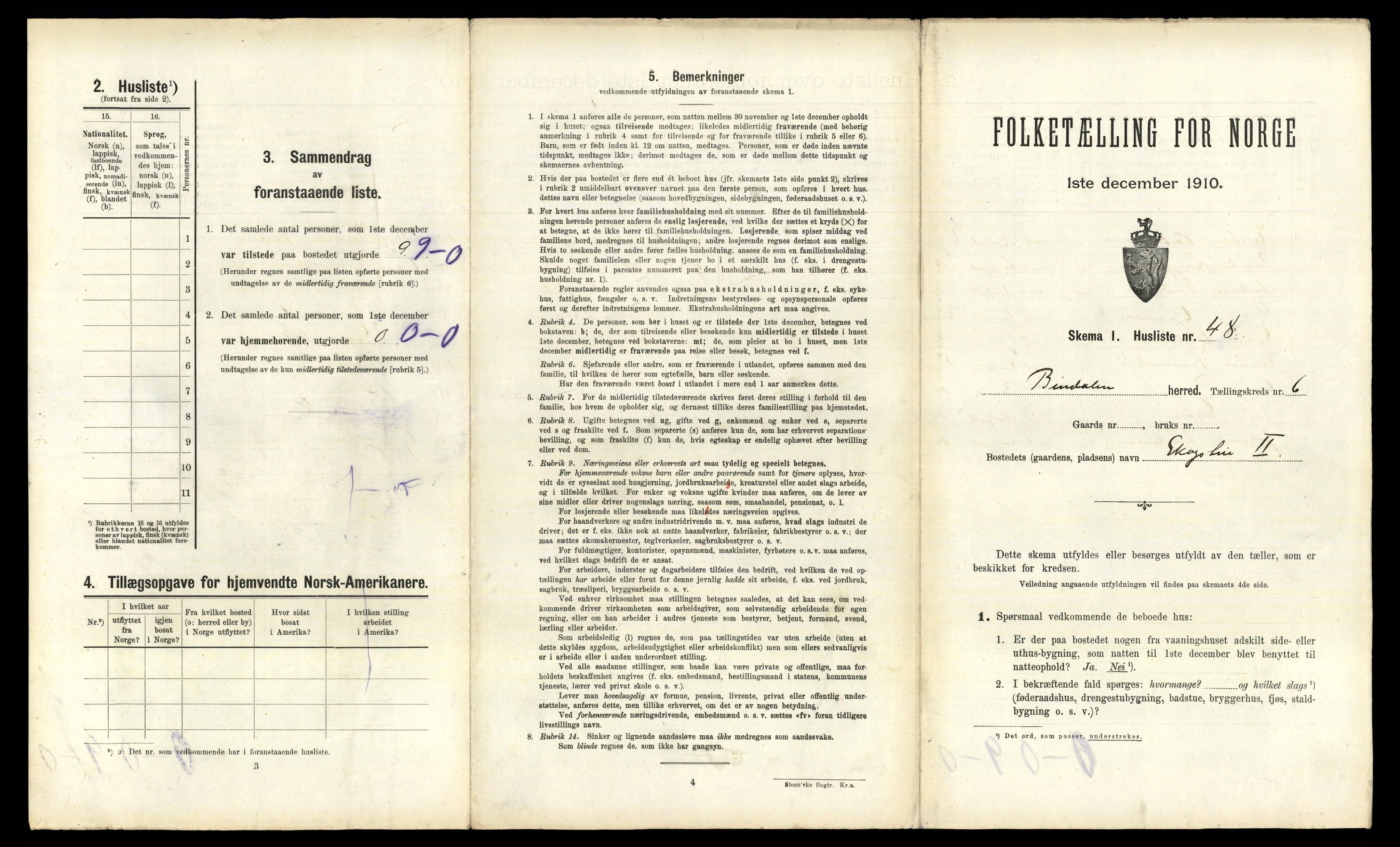 RA, 1910 census for Bindal, 1910, p. 644