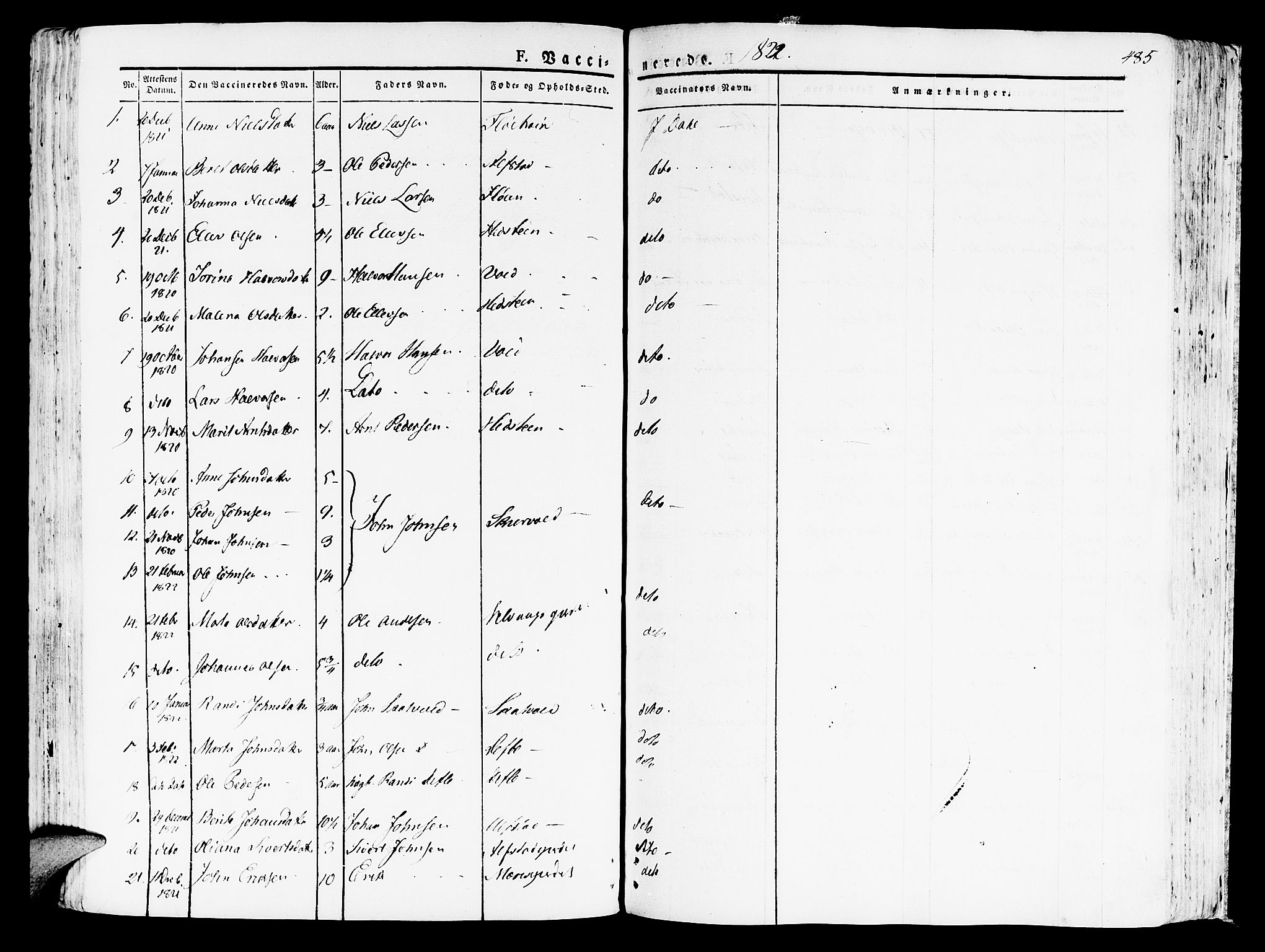 Ministerialprotokoller, klokkerbøker og fødselsregistre - Nord-Trøndelag, SAT/A-1458/709/L0070: Parish register (official) no. 709A10, 1820-1832, p. 485