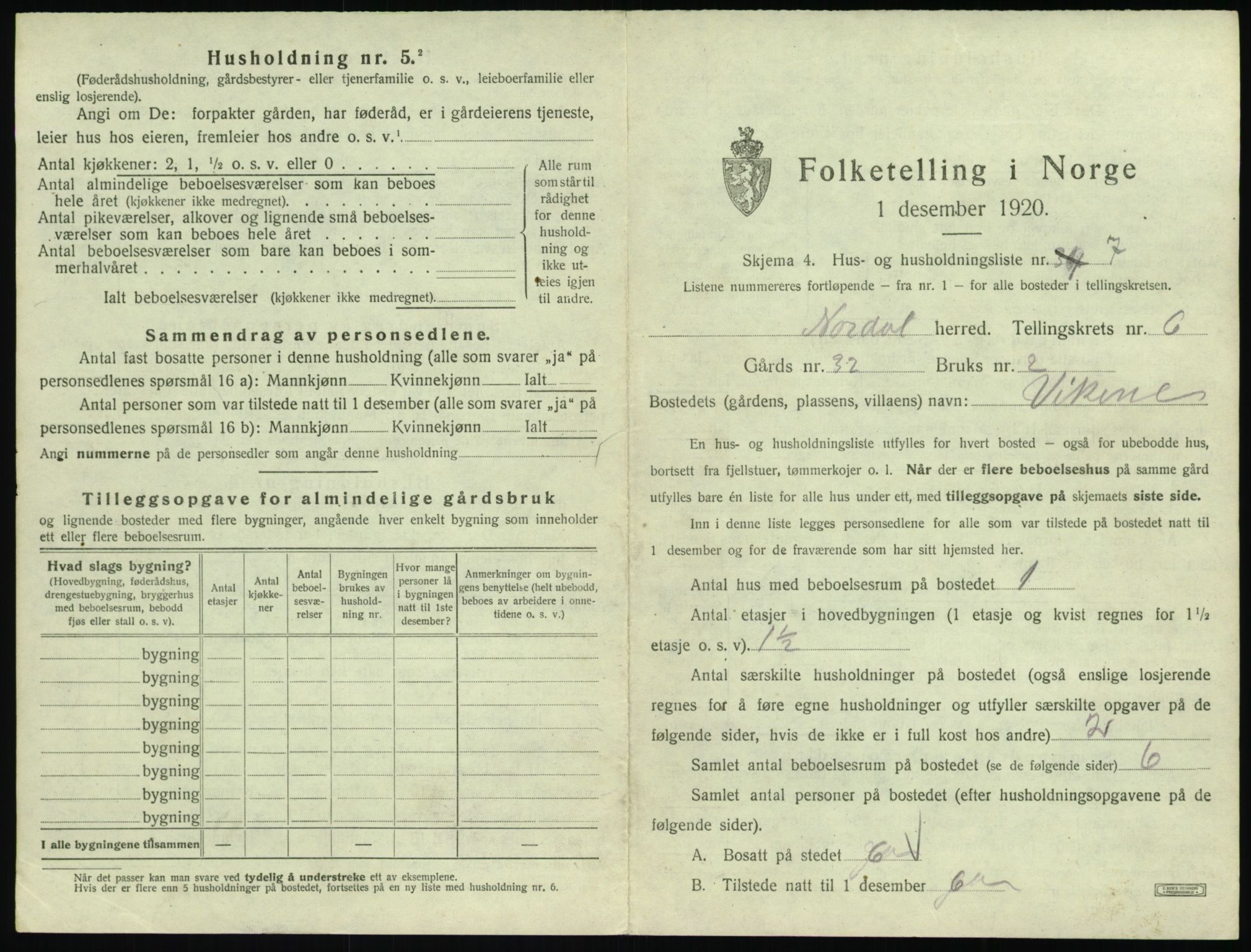 SAT, 1920 census for Norddal, 1920, p. 407