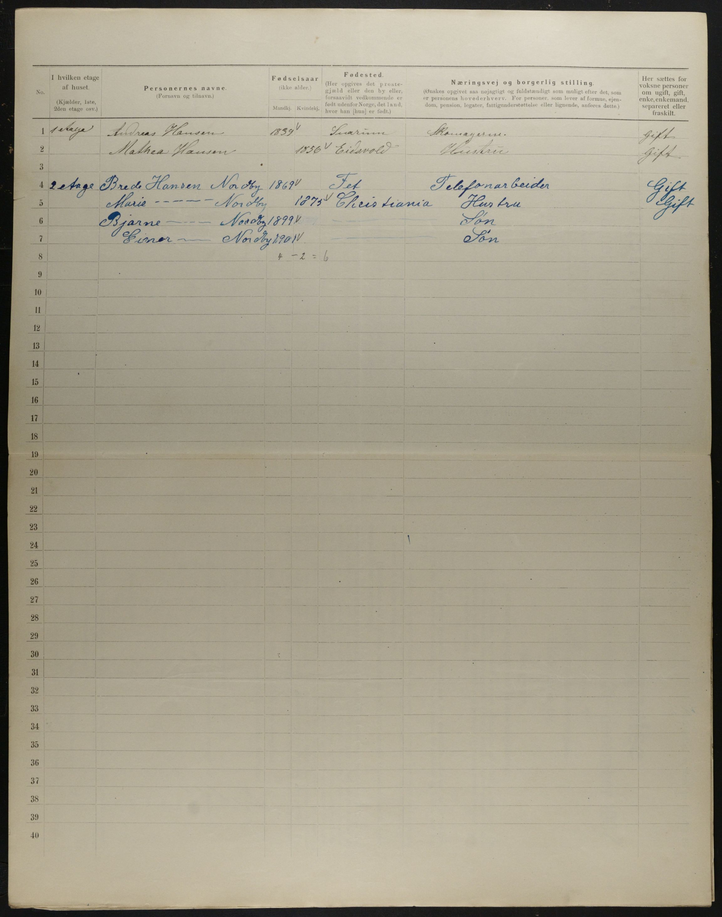 OBA, Municipal Census 1901 for Kristiania, 1901, p. 16002