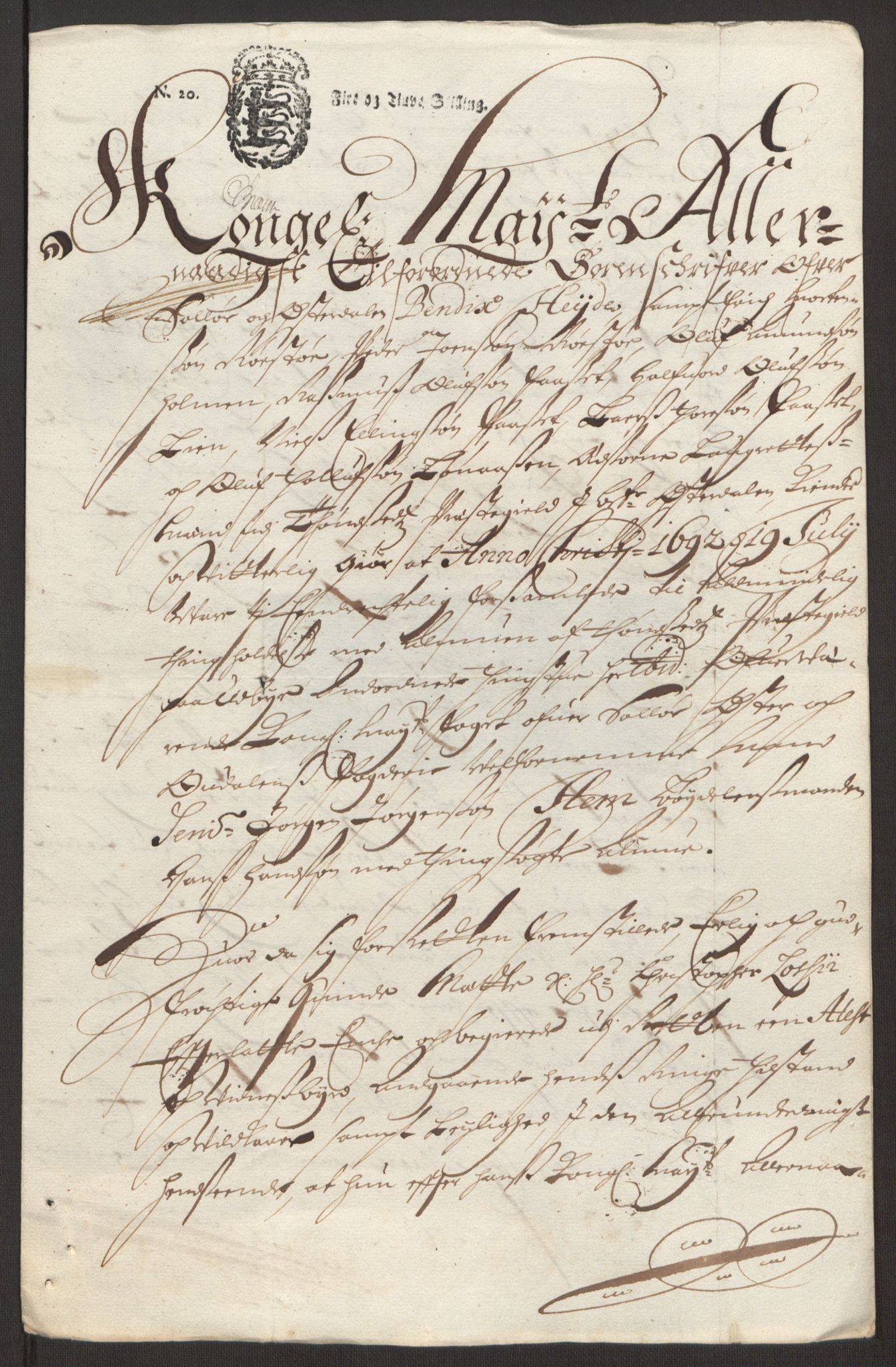 Rentekammeret inntil 1814, Reviderte regnskaper, Fogderegnskap, RA/EA-4092/R13/L0830: Fogderegnskap Solør, Odal og Østerdal, 1692, p. 315