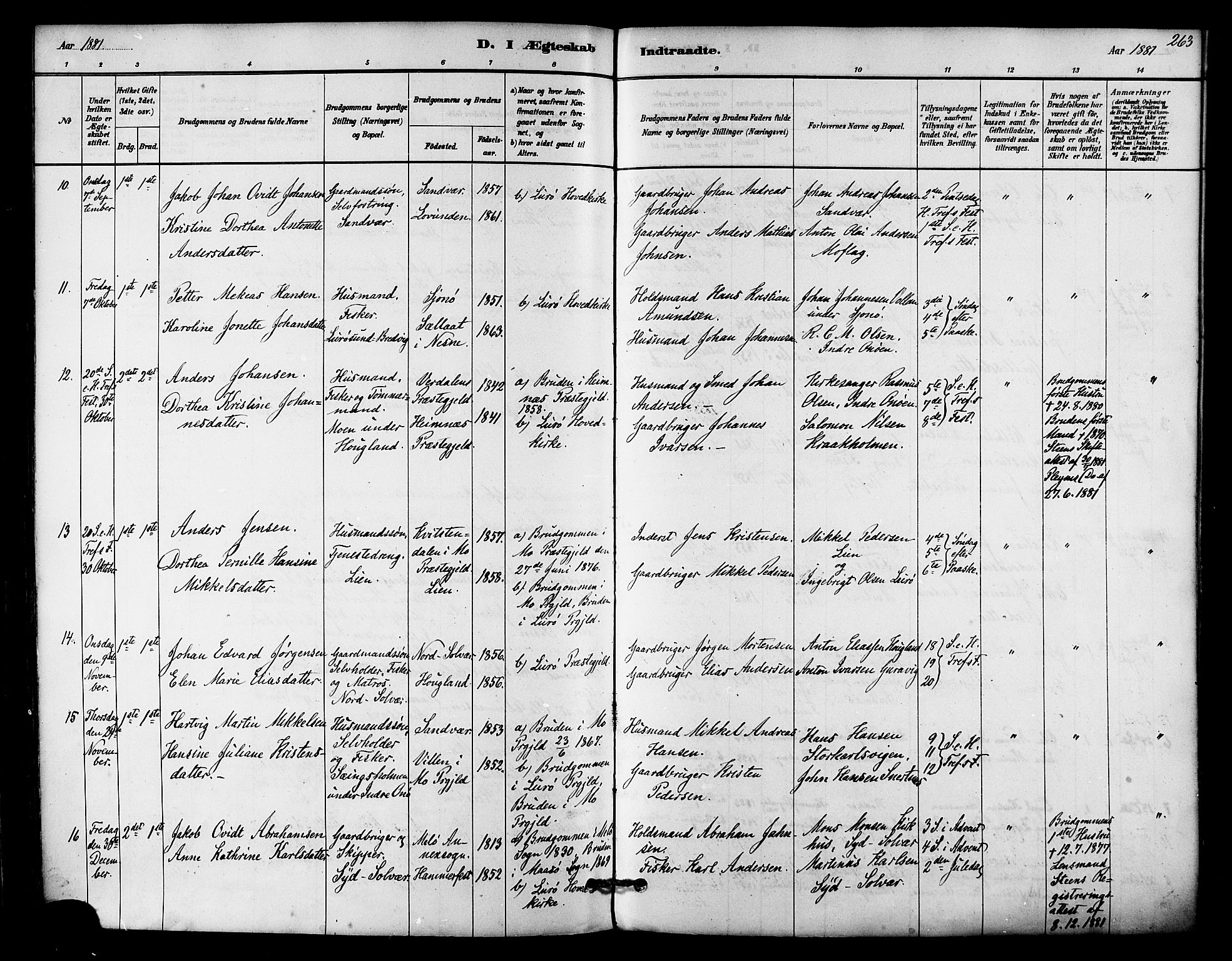 Ministerialprotokoller, klokkerbøker og fødselsregistre - Nordland, AV/SAT-A-1459/839/L0568: Parish register (official) no. 839A05, 1880-1902, p. 263