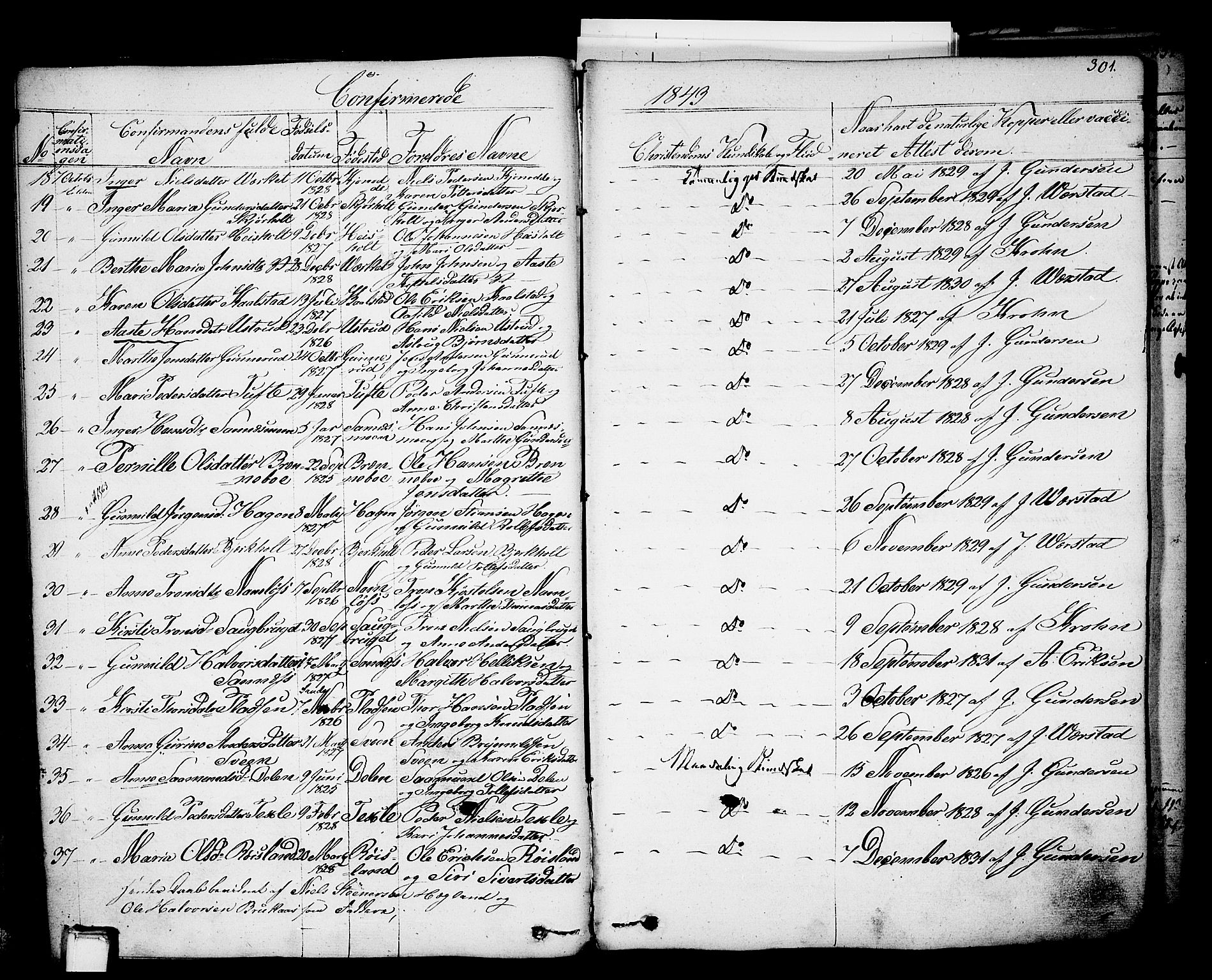 Holla kirkebøker, AV/SAKO-A-272/F/Fa/L0004: Parish register (official) no. 4, 1830-1848, p. 301