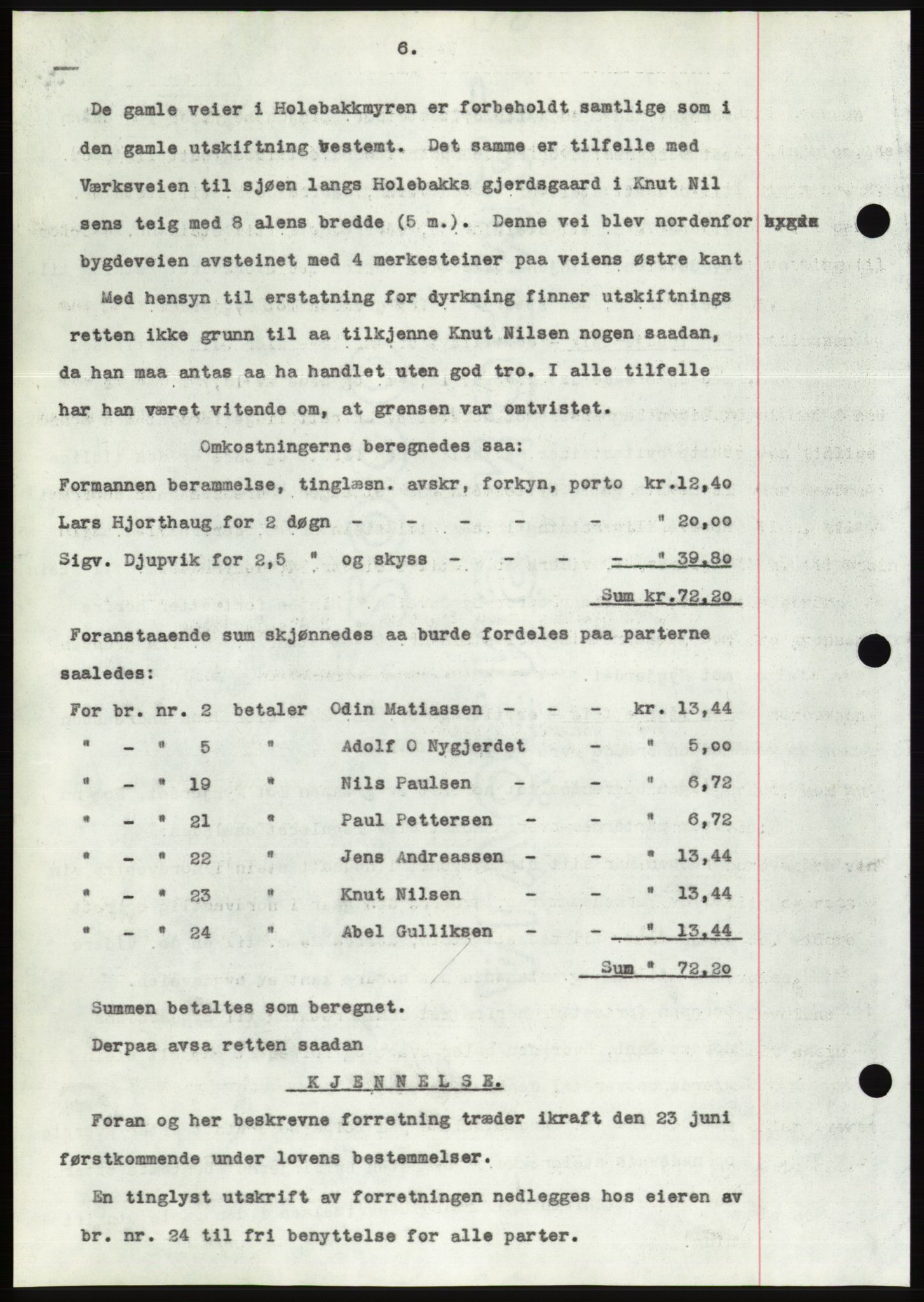 Søre Sunnmøre sorenskriveri, AV/SAT-A-4122/1/2/2C/L0064: Mortgage book no. 58, 1937-1938, Diary no: : 1961/1937