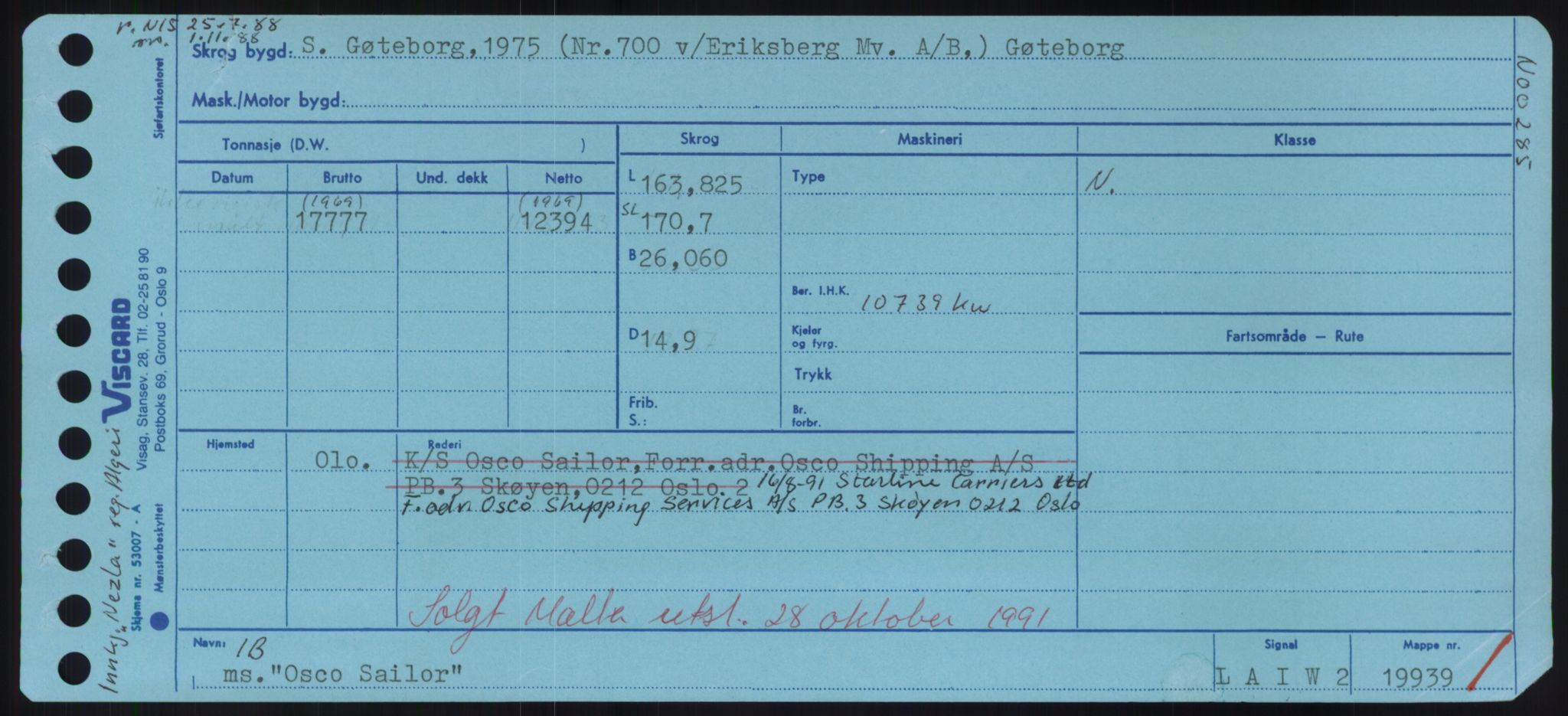 Sjøfartsdirektoratet med forløpere, Skipsmålingen, RA/S-1627/H/Hd/L0028: Fartøy, O, p. 407