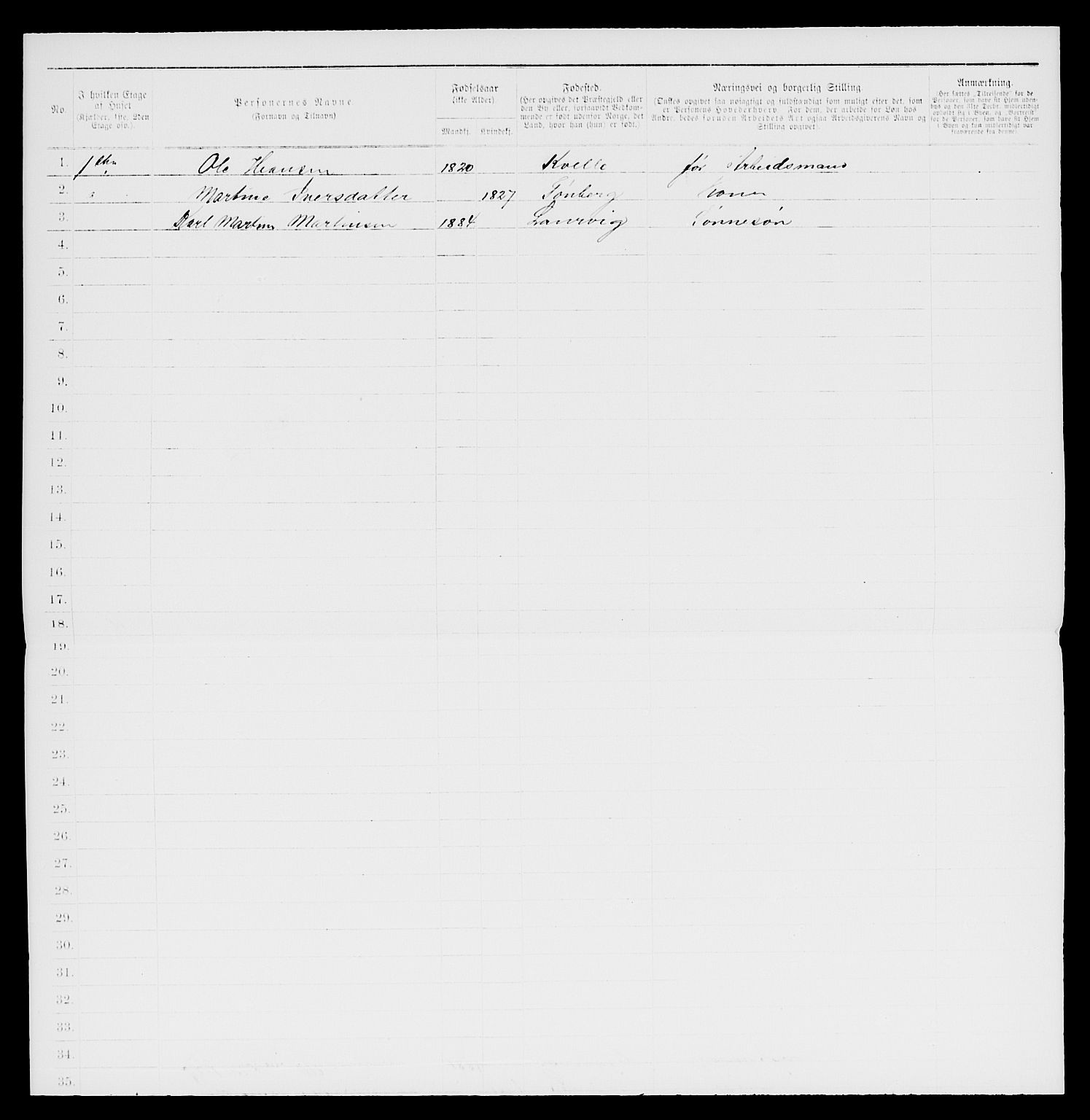 SAKO, 1885 census for 0707 Larvik, 1885, p. 1073