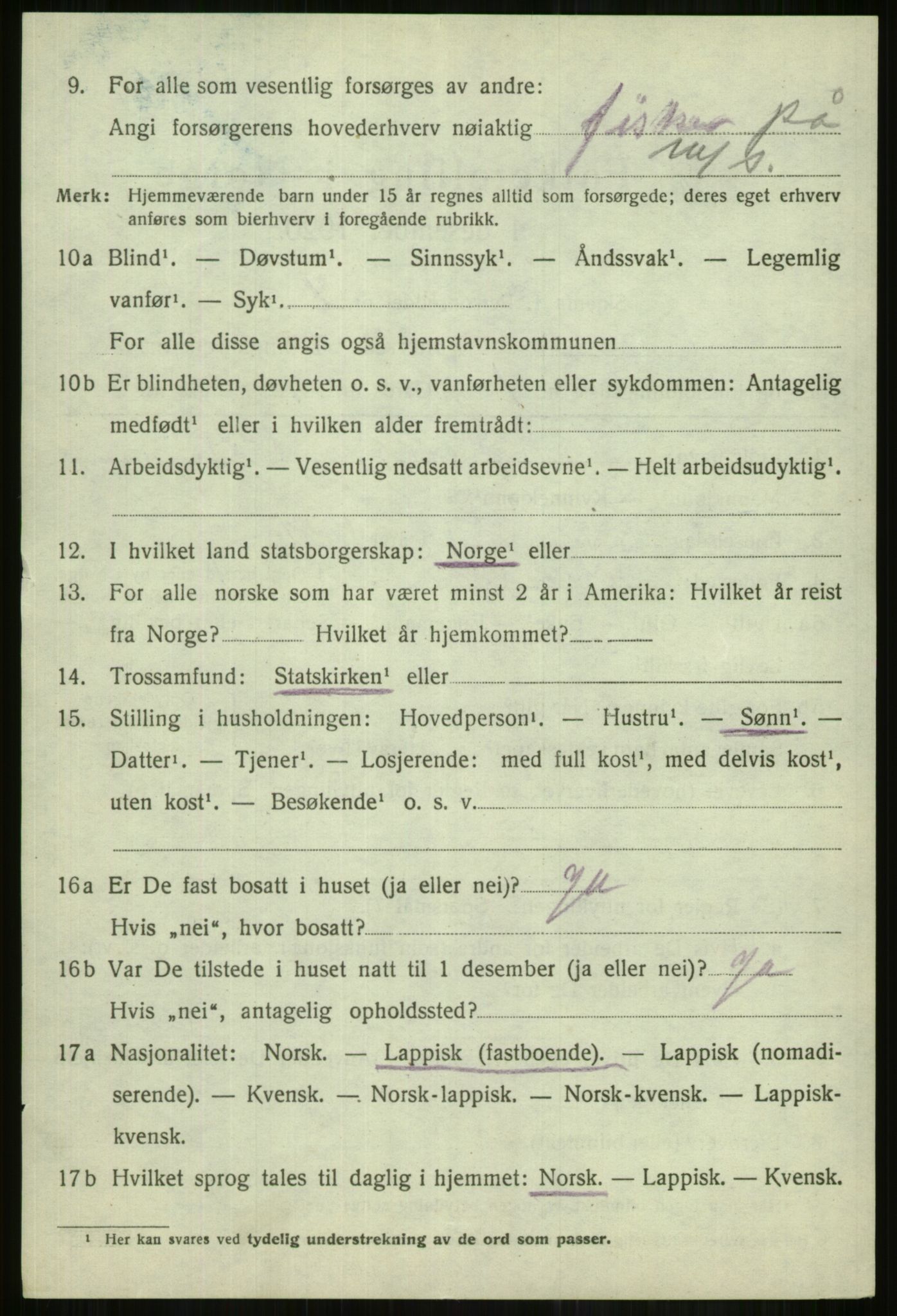 SATØ, 1920 census for Lyngen, 1920, p. 10072