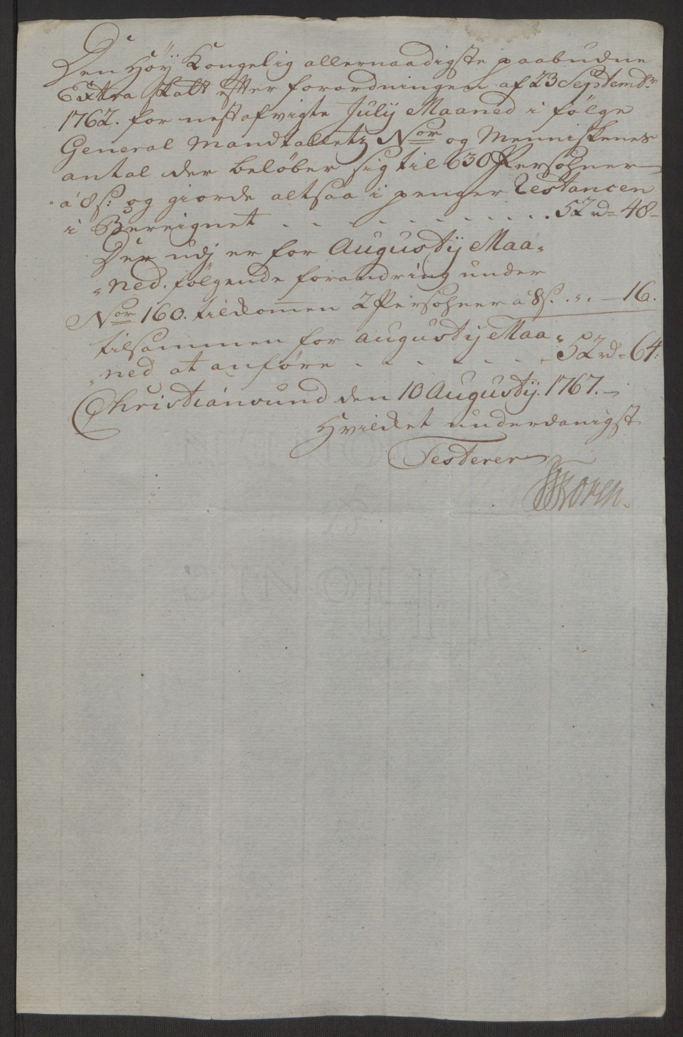 Rentekammeret inntil 1814, Reviderte regnskaper, Byregnskaper, AV/RA-EA-4066/R/Rr/L0495/0004: [R1] Kontribusjonsregnskap / Ekstraskatt, 1762-1772, p. 164