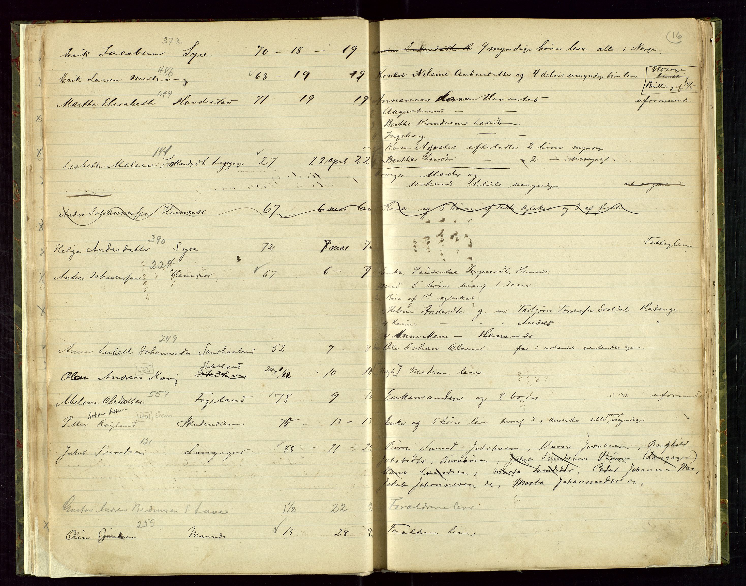 Skudenes lensmannskontor, AV/SAST-A-100444/Gga/L0001: "Dødsliste", 1884-1899, p. 16