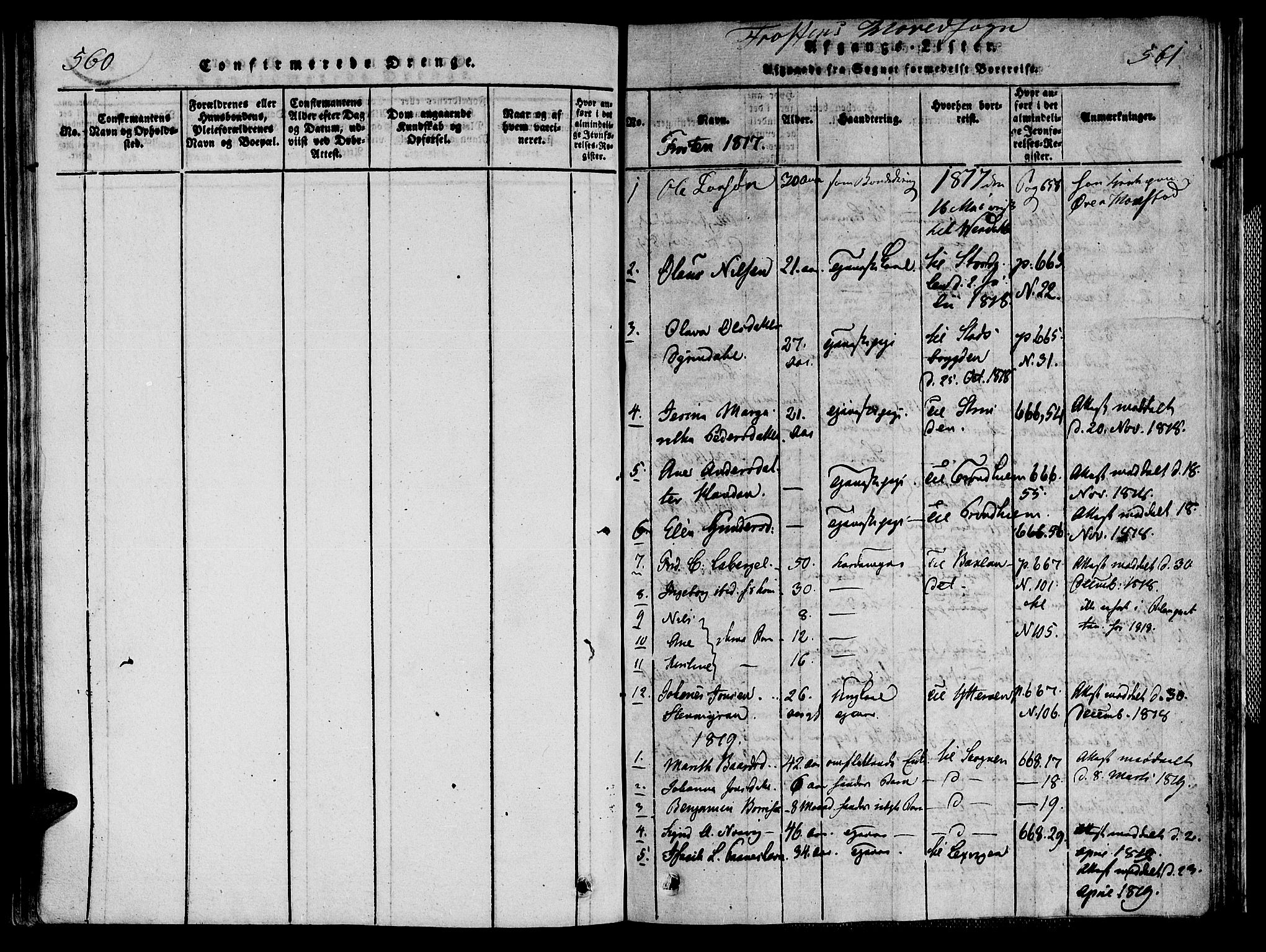 Ministerialprotokoller, klokkerbøker og fødselsregistre - Nord-Trøndelag, SAT/A-1458/713/L0112: Parish register (official) no. 713A04 /1, 1817-1827, p. 560-561