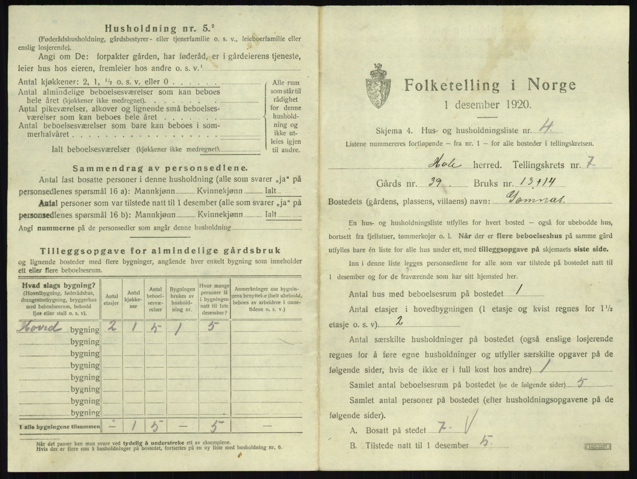 SAKO, 1920 census for Hole, 1920, p. 779