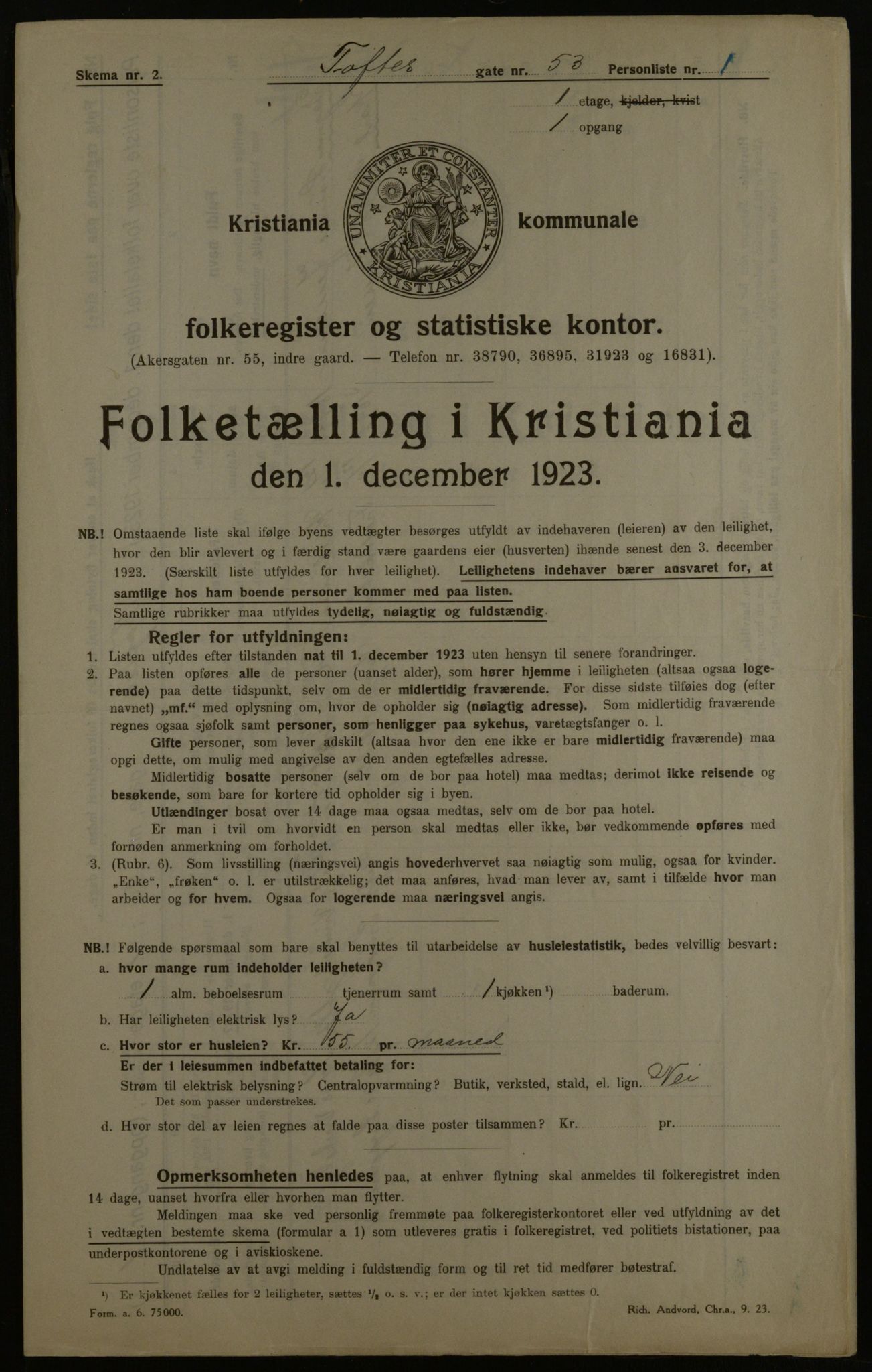 OBA, Municipal Census 1923 for Kristiania, 1923, p. 124535