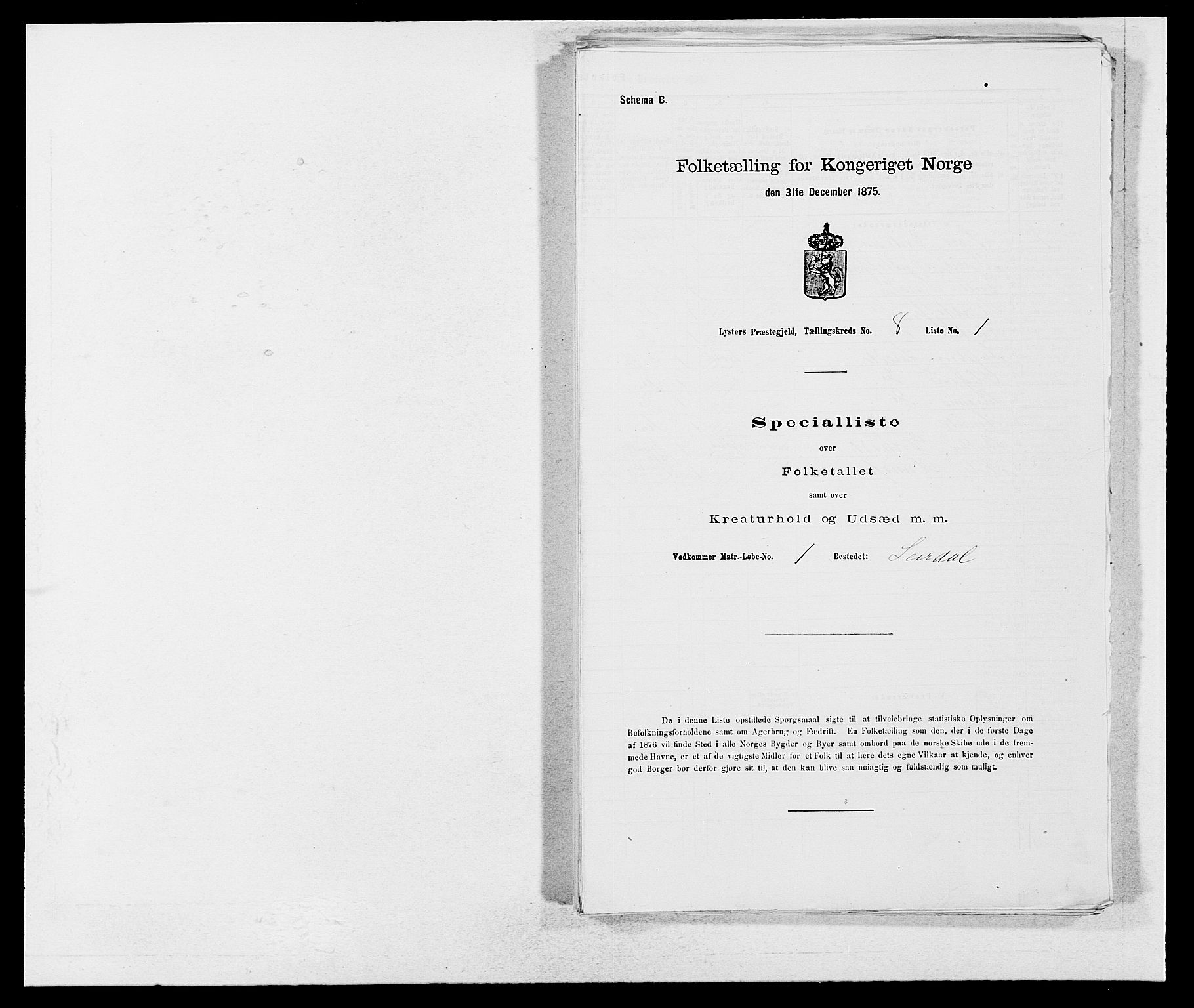 SAB, 1875 census for 1426P Luster, 1875, p. 1285