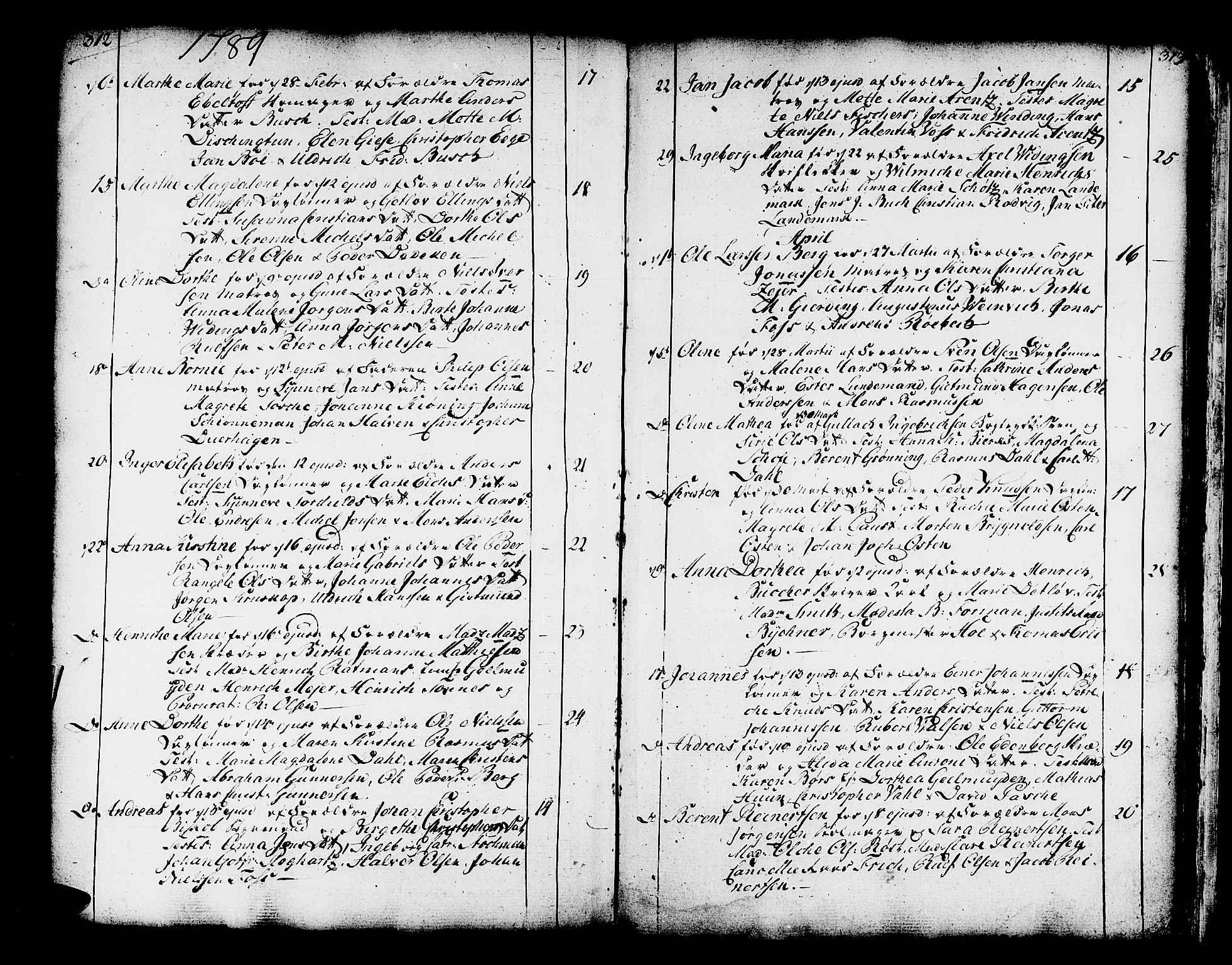 Domkirken sokneprestembete, AV/SAB-A-74801/H/Haa/L0003: Parish register (official) no. A 3, 1758-1789, p. 312-313