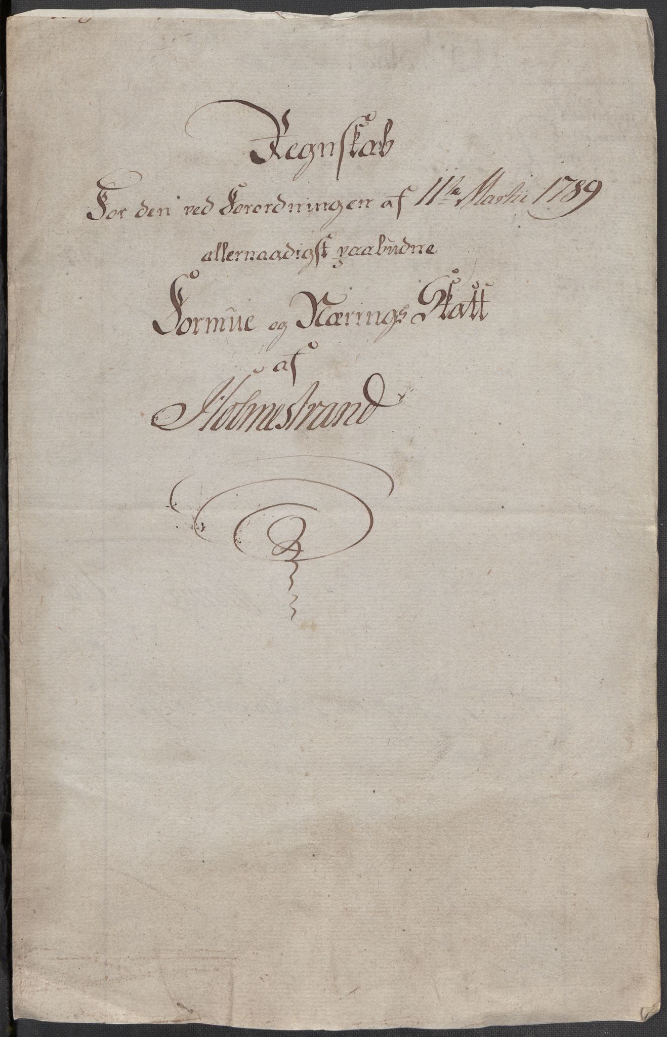 Rentekammeret inntil 1814, Reviderte regnskaper, Mindre regnskaper, RA/EA-4068/Rf/Rfe/L0015: Holmestrand, Idd og Marker fogderi, 1789, p. 4