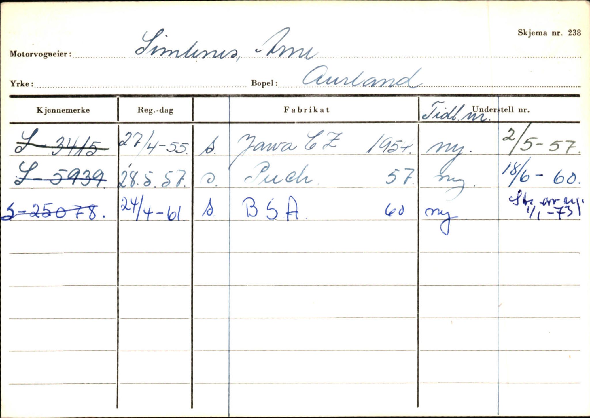 Statens vegvesen, Sogn og Fjordane vegkontor, SAB/A-5301/4/F/L0125: Eigarregister Sogndal V-Å. Aurland A-Å. Fjaler A-N, 1945-1975, p. 982