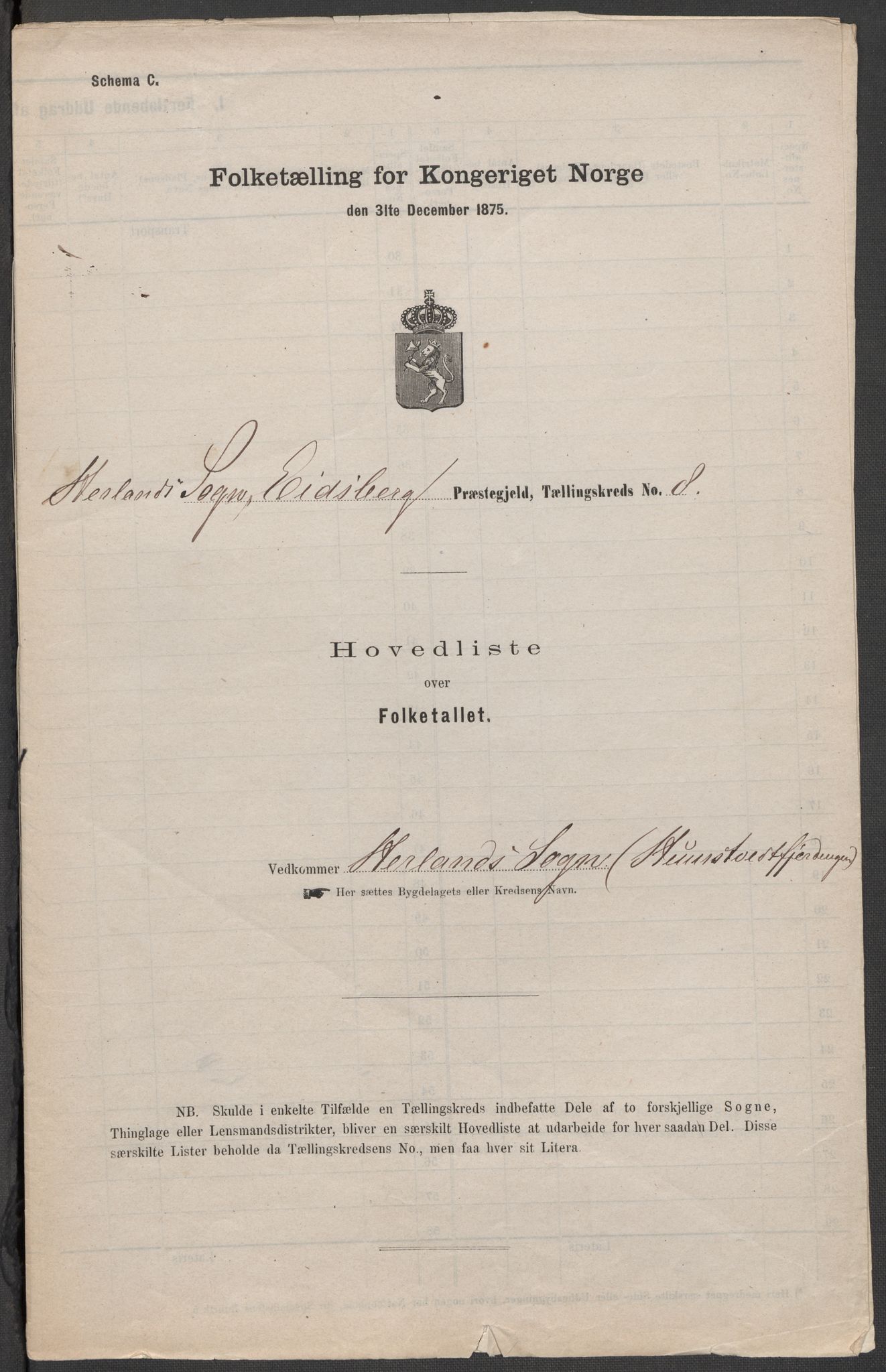 RA, 1875 census for 0125P Eidsberg, 1875, p. 38