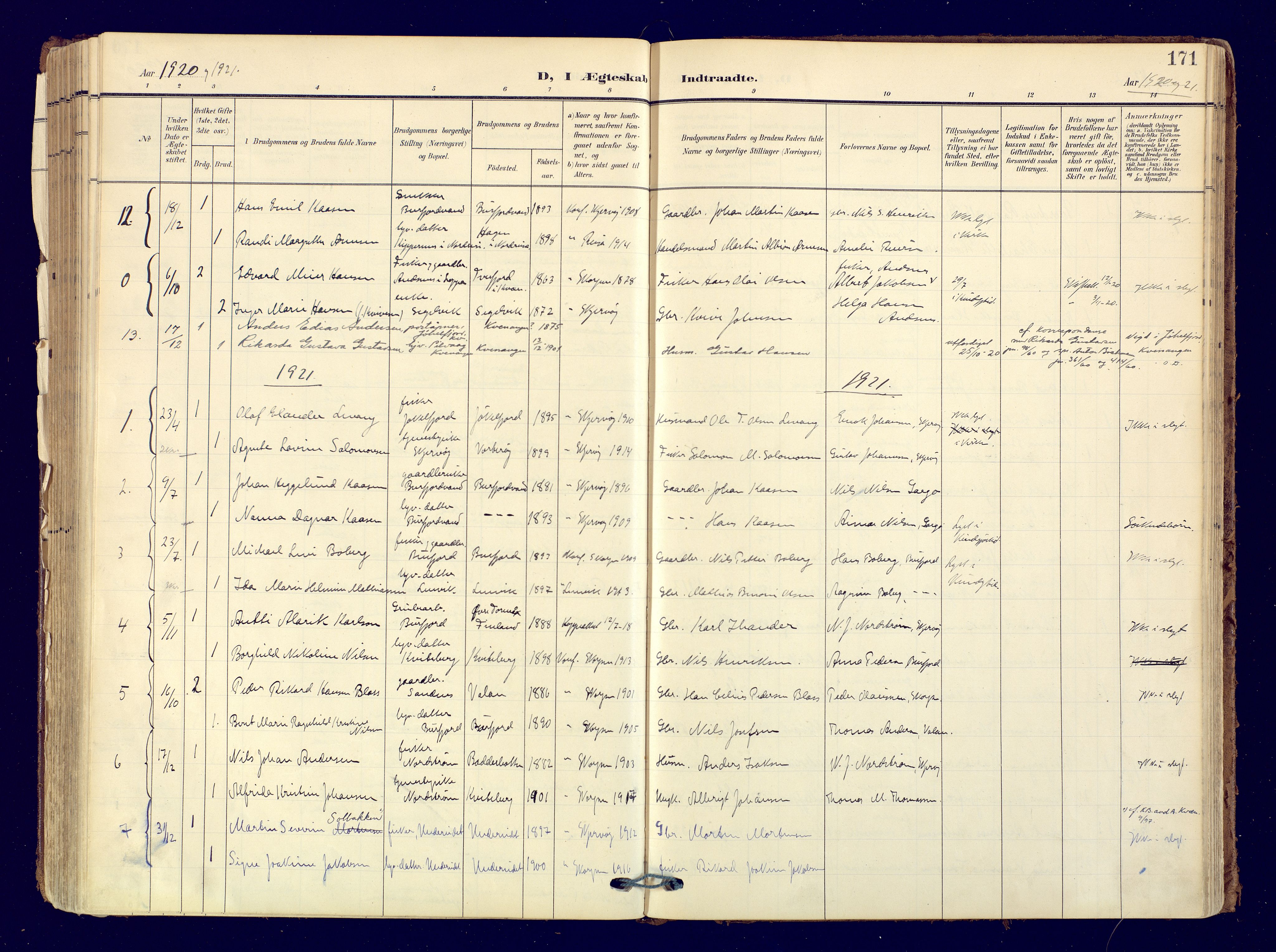 Skjervøy sokneprestkontor, SATØ/S-1300/H/Ha/Haa: Parish register (official) no. 19, 1908-1936, p. 171