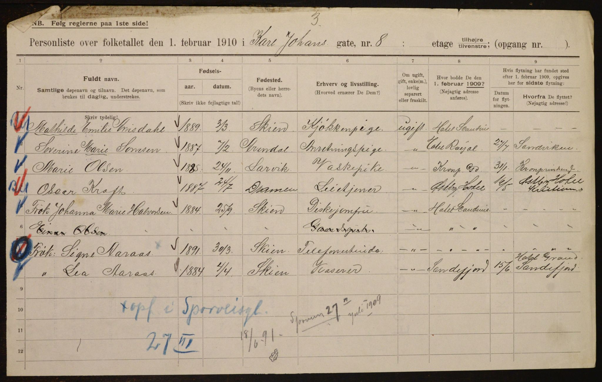 OBA, Municipal Census 1910 for Kristiania, 1910, p. 47332