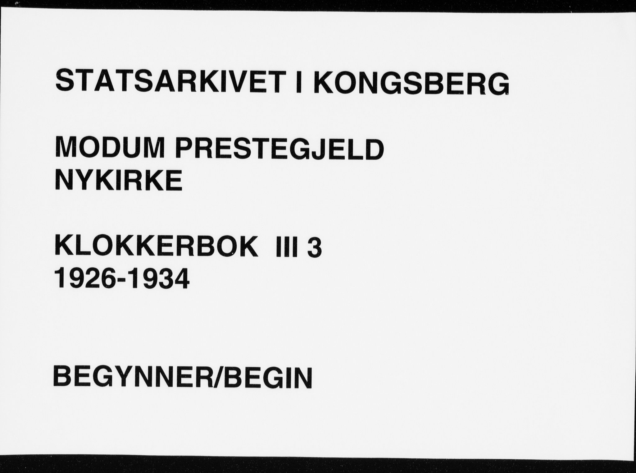 Modum kirkebøker, AV/SAKO-A-234/G/Gc/L0003: Parish register (copy) no. III 3, 1926-1934