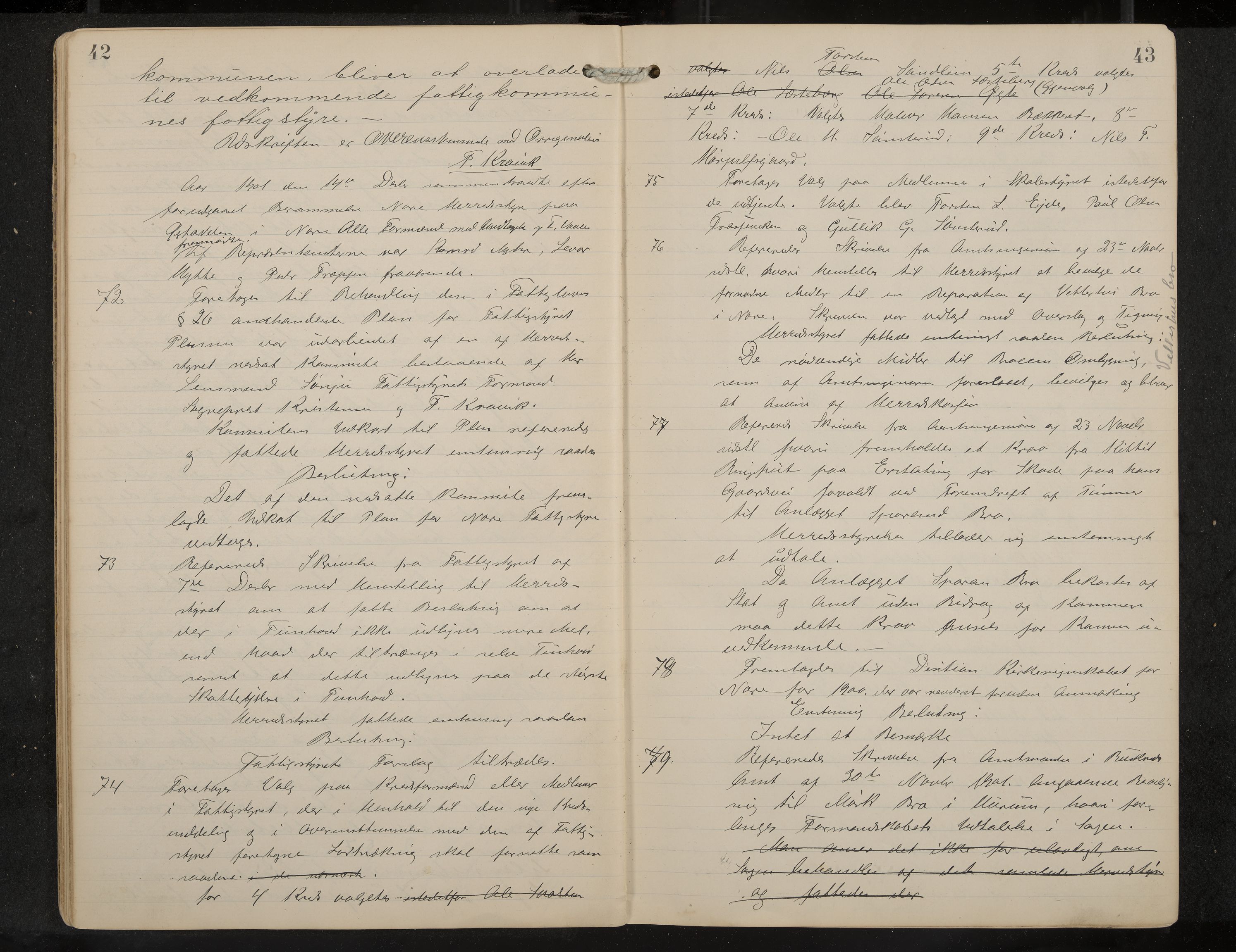 Nore formannskap og sentraladministrasjon, IKAK/0633021-2/A/Aa/L0001: Møtebok, 1901-1911, p. 42-43