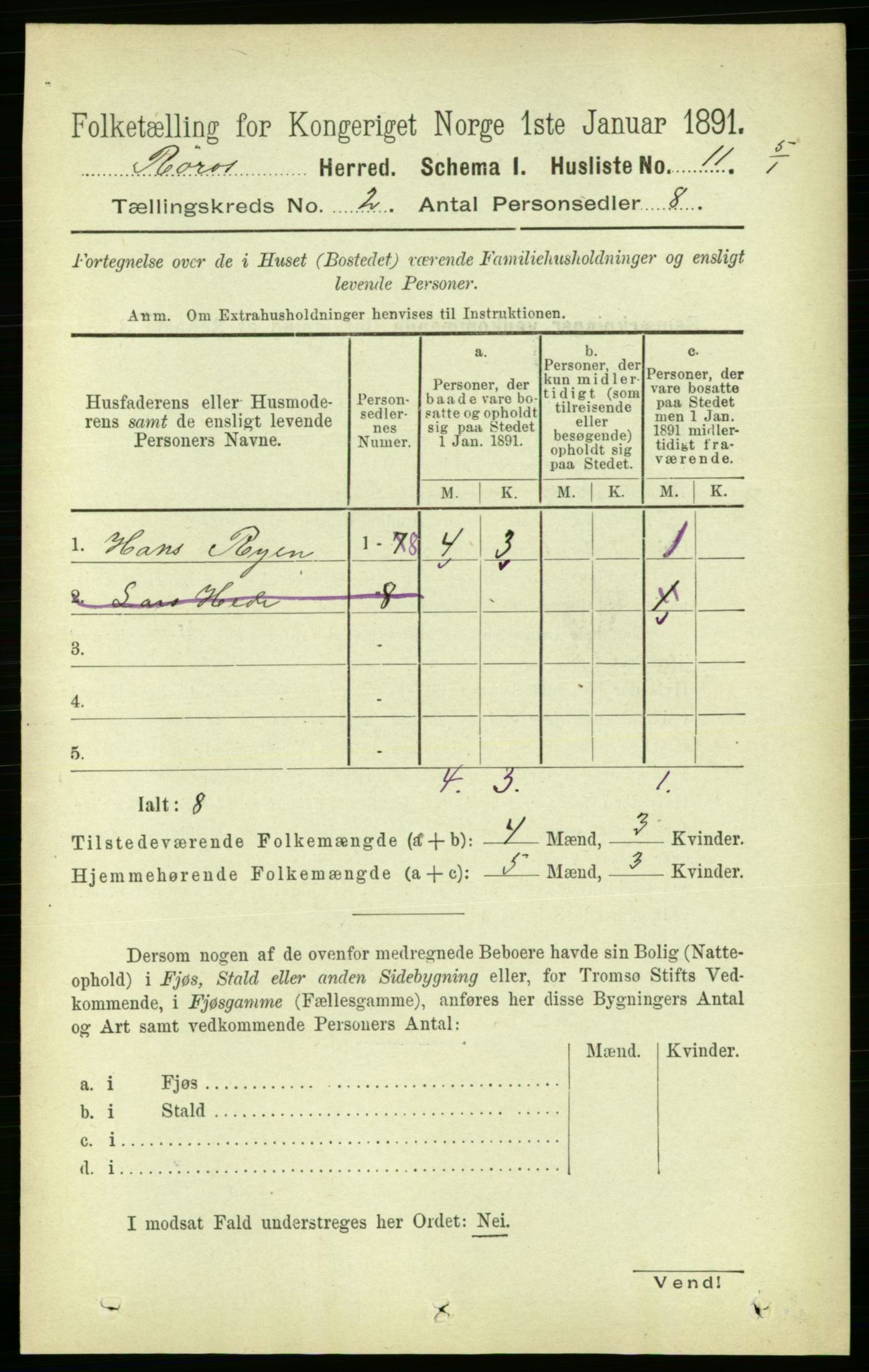 RA, 1891 census for 1640 Røros, 1891, p. 237