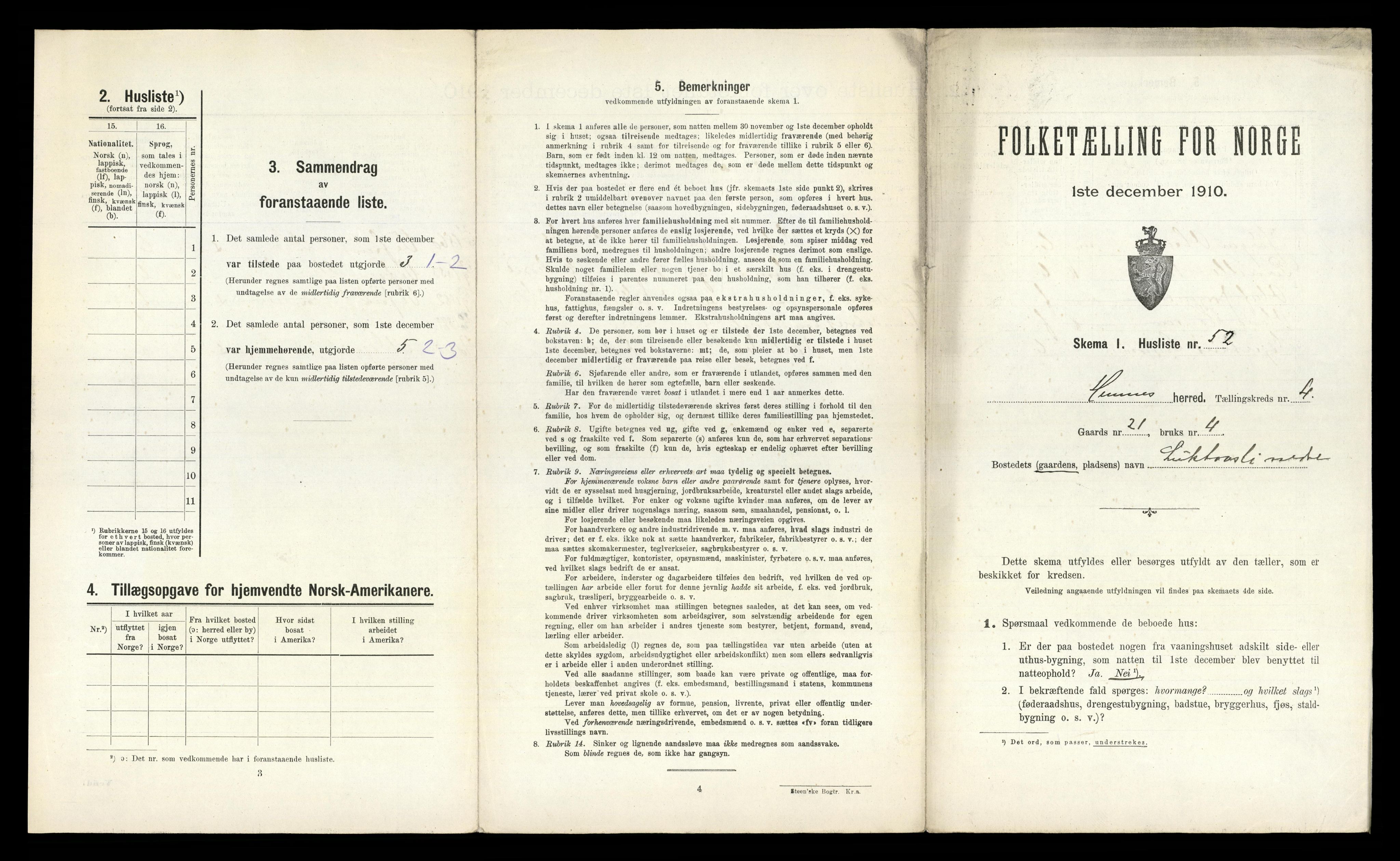 RA, 1910 census for Hemnes, 1910, p. 1080