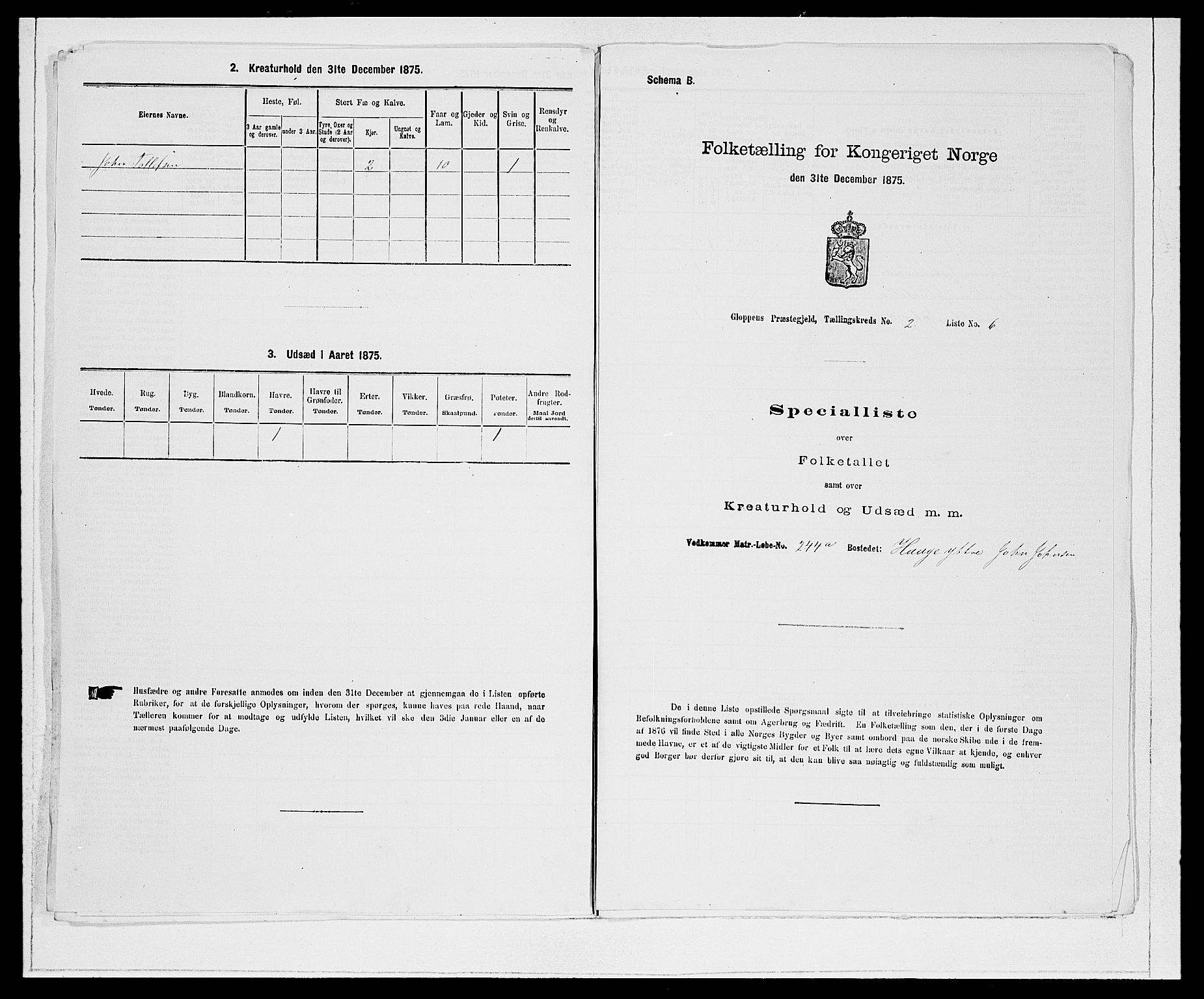 SAB, 1875 Census for 1445P Gloppen, 1875, p. 193
