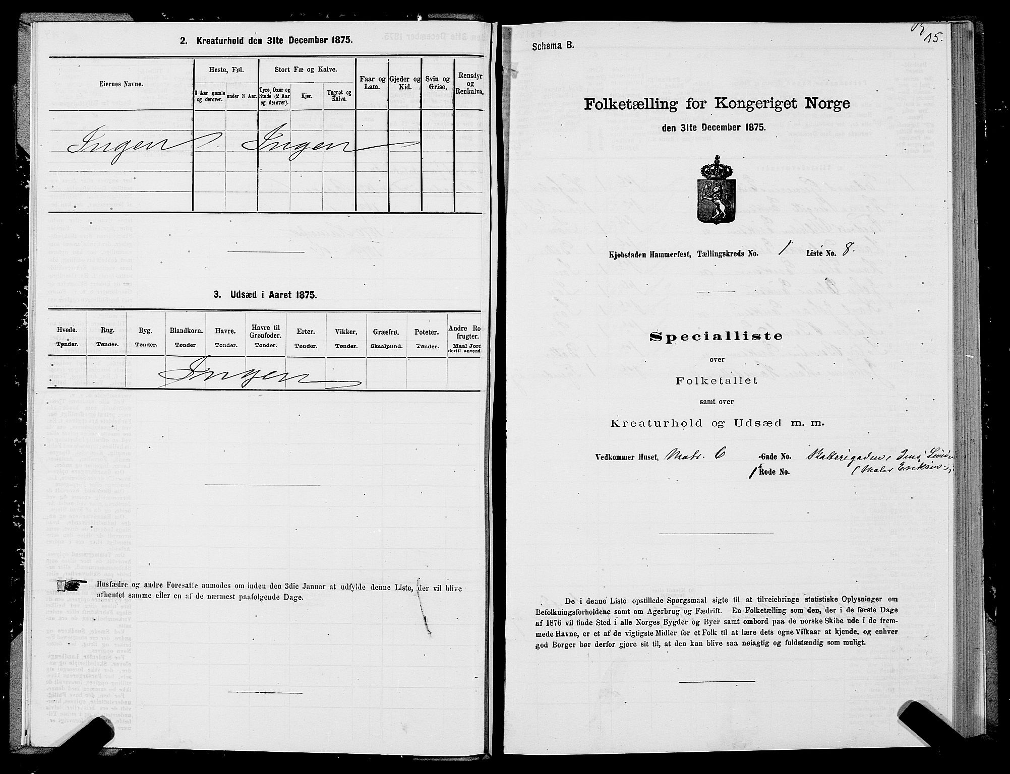 SATØ, 1875 census for 2001B Hammerfest/Hammerfest, 1875, p. 1015