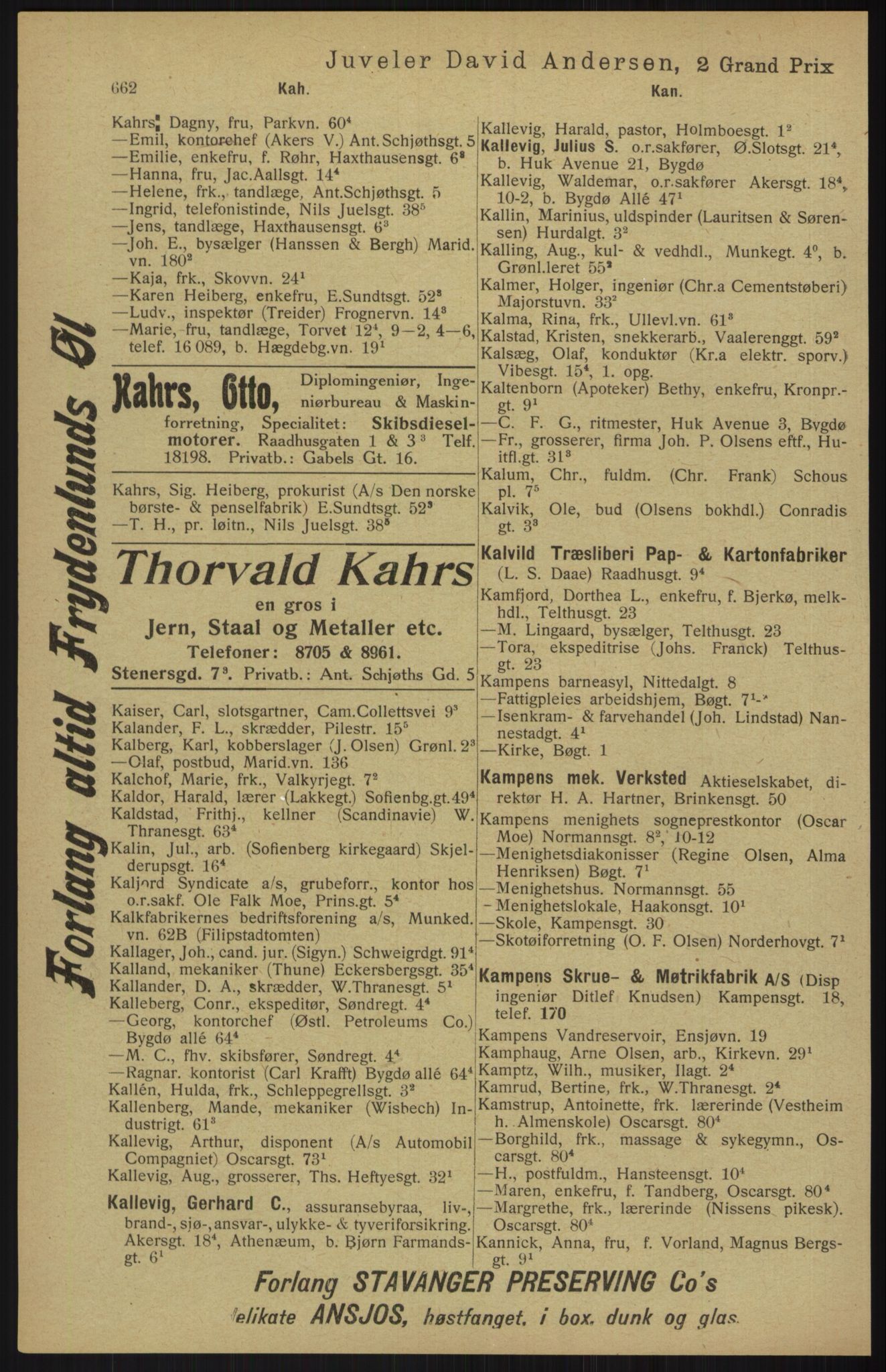 Kristiania/Oslo adressebok, PUBL/-, 1913, p. 674