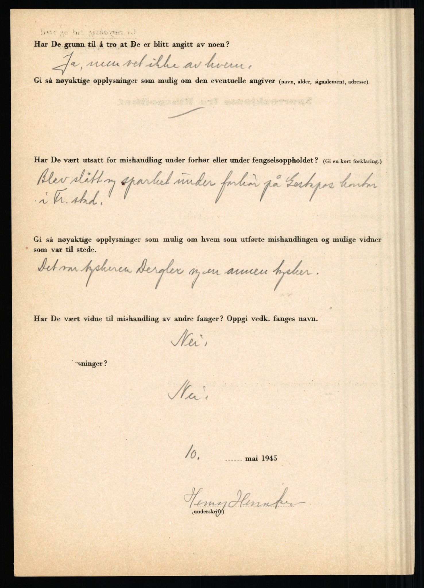 Rikspolitisjefen, AV/RA-S-1560/L/L0007: Heen, Erik C. - Iversen, Trygve, 1940-1945, p. 68