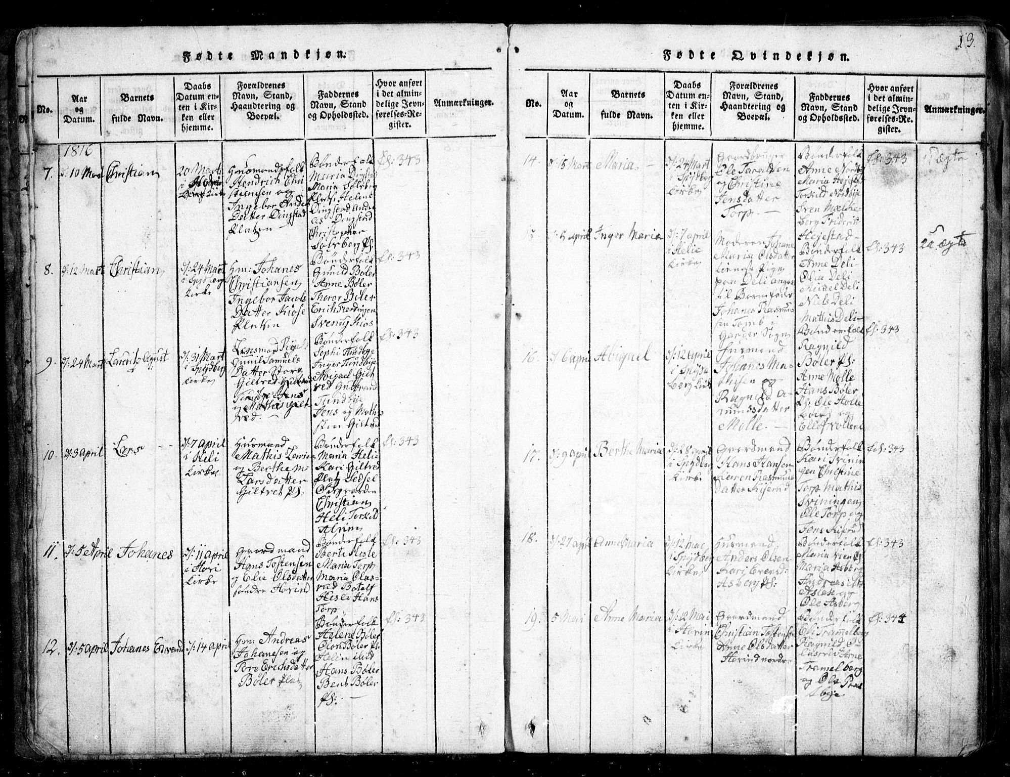 Spydeberg prestekontor Kirkebøker, SAO/A-10924/G/Ga/L0001: Parish register (copy) no. I 1, 1814-1868, p. 13