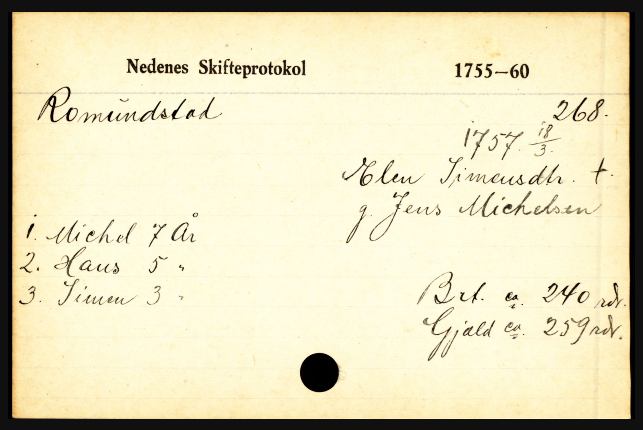 Nedenes sorenskriveri før 1824, AV/SAK-1221-0007/H, p. 24307