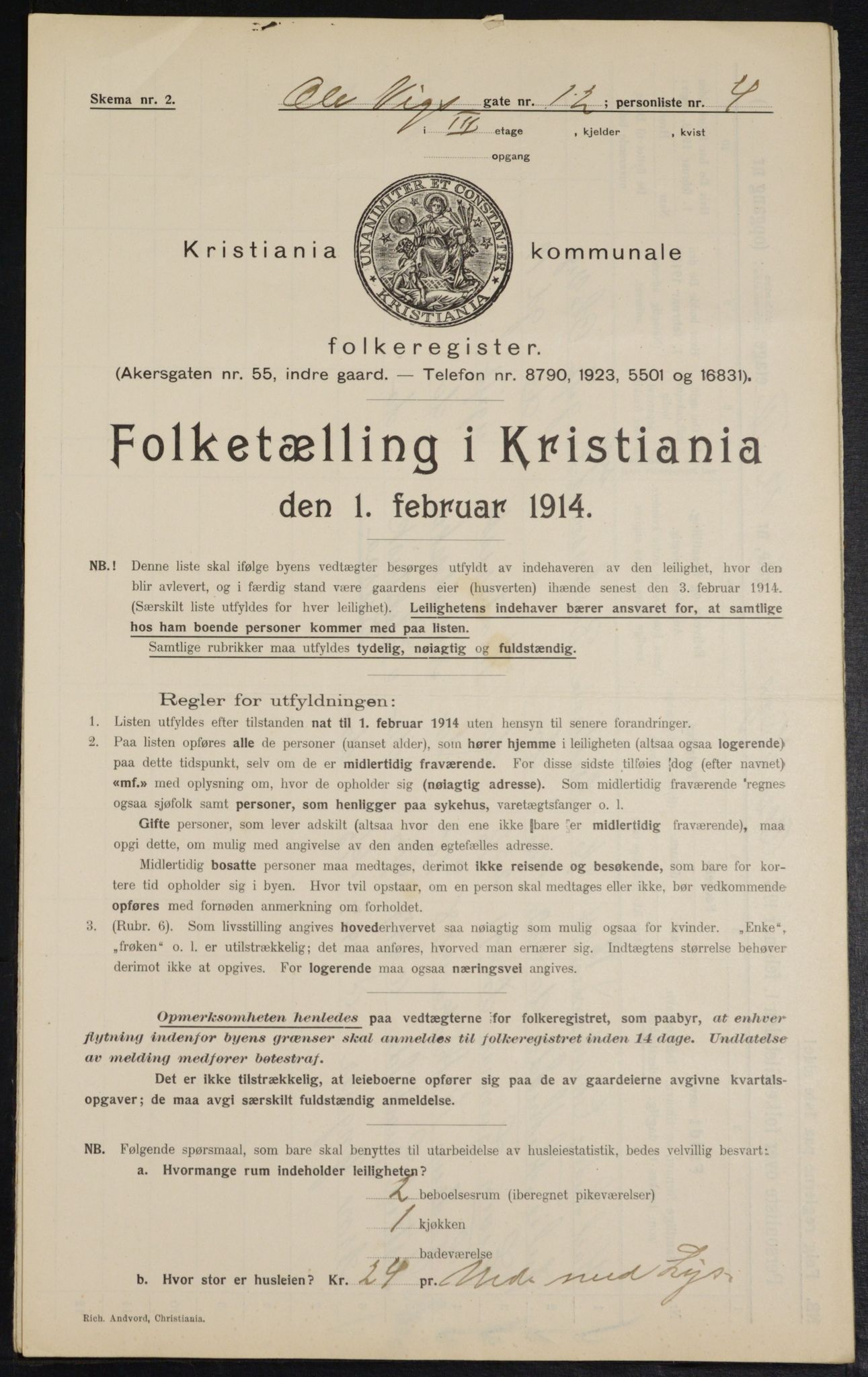 OBA, Municipal Census 1914 for Kristiania, 1914, p. 75557