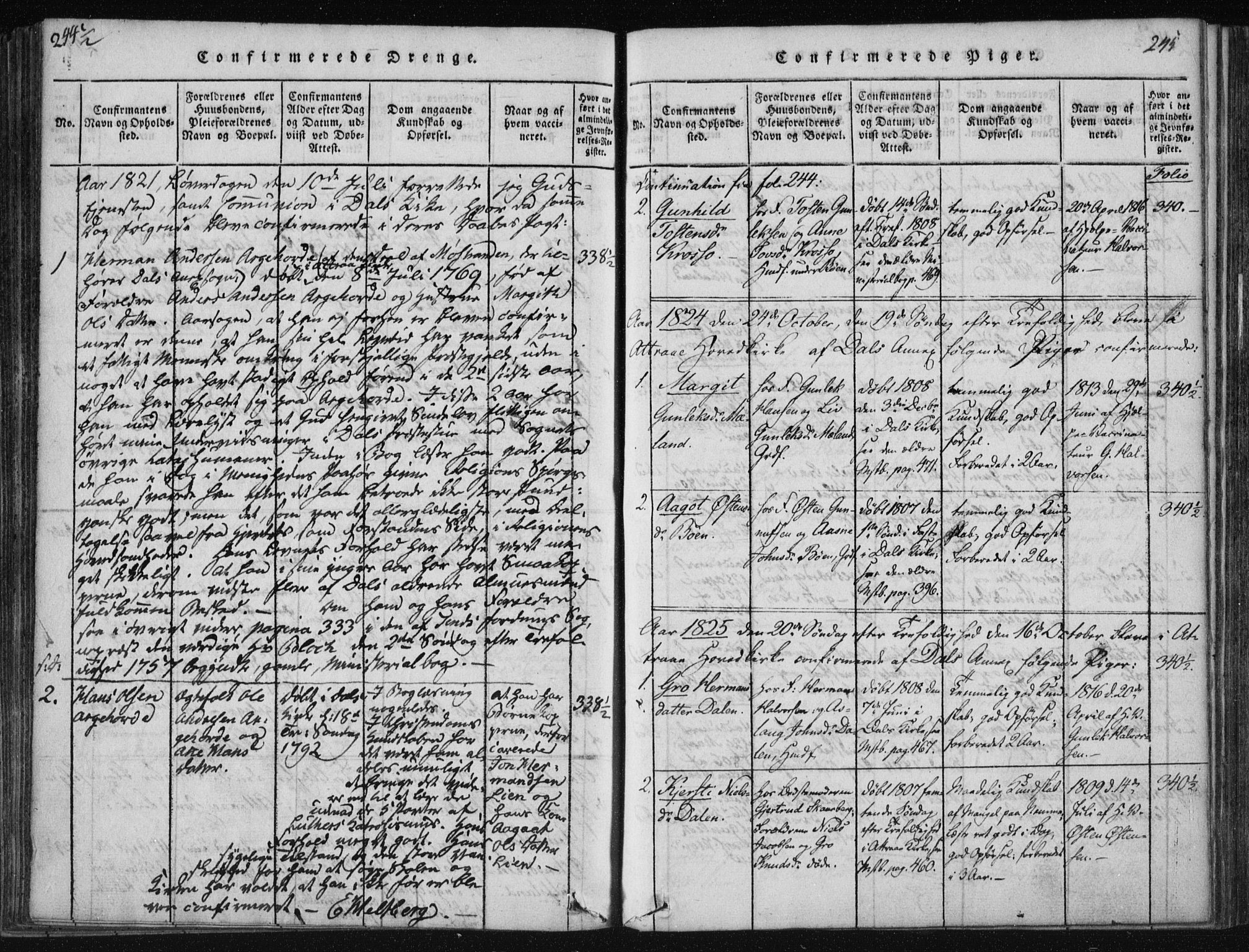 Tinn kirkebøker, SAKO/A-308/F/Fc/L0001: Parish register (official) no. III 1, 1815-1843, p. 245