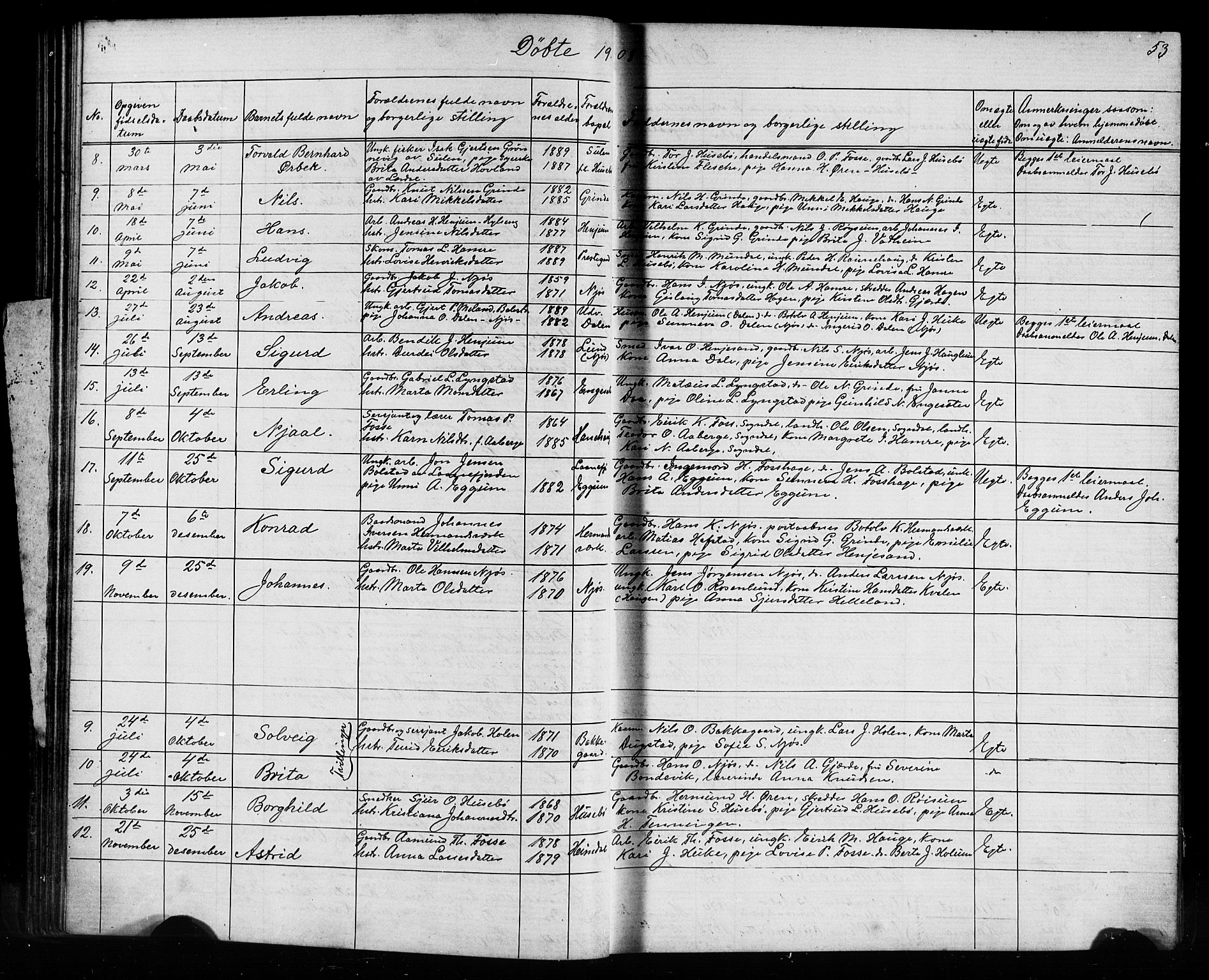 Leikanger sokneprestembete, AV/SAB-A-81001/H/Hab/Haba/L0001: Parish register (copy) no. A 1, 1873-1916, p. 53